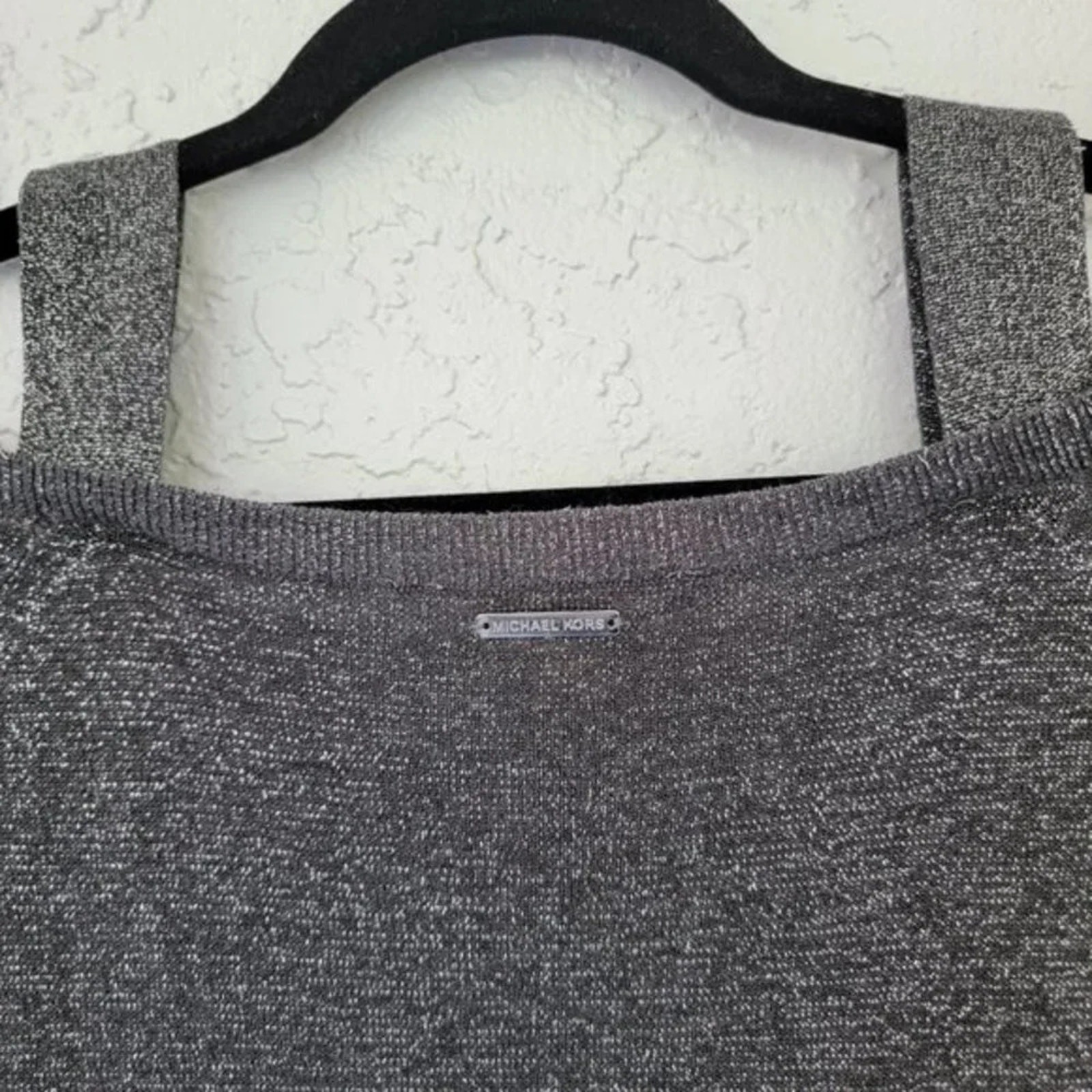 Michael Michael Kors Off The Shoulder Top Gray Silver Metallic Women Size M Long