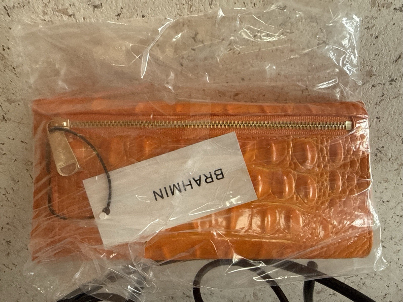 BRAHMIN SURI ORANGE MELBOURNE GENUINE LEATHER ZIP AROUND WALLET