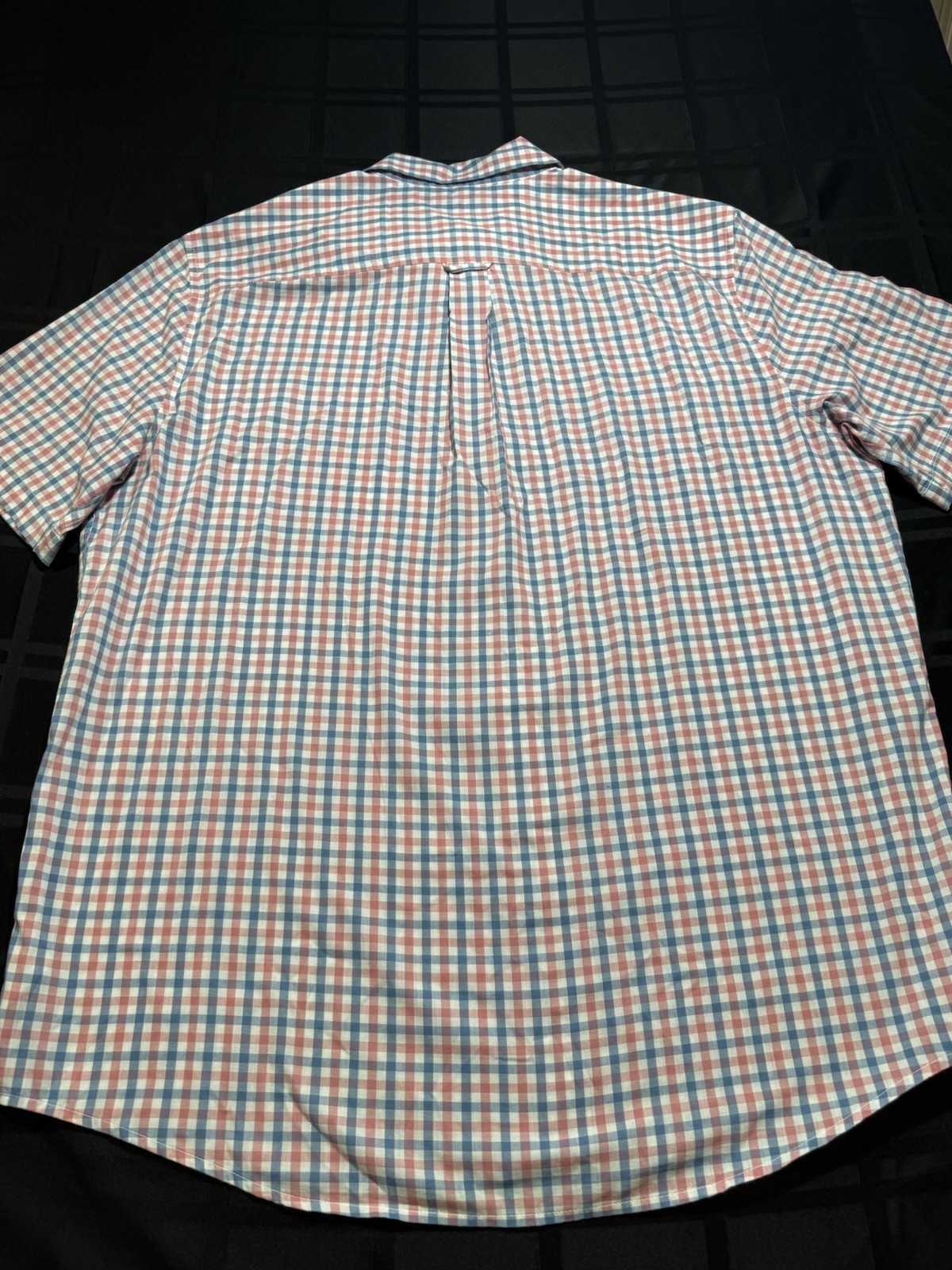 Chaps Easy Care Blue/Red/White Check Short Sleeve Button-Down Shirt Men’s XL
