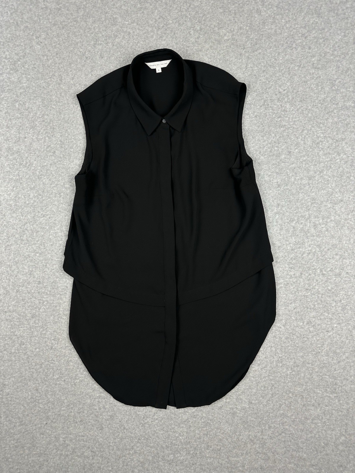 Veronika Maine Women’s Sleeveless Button up Top Blouse Size 8 Black layered