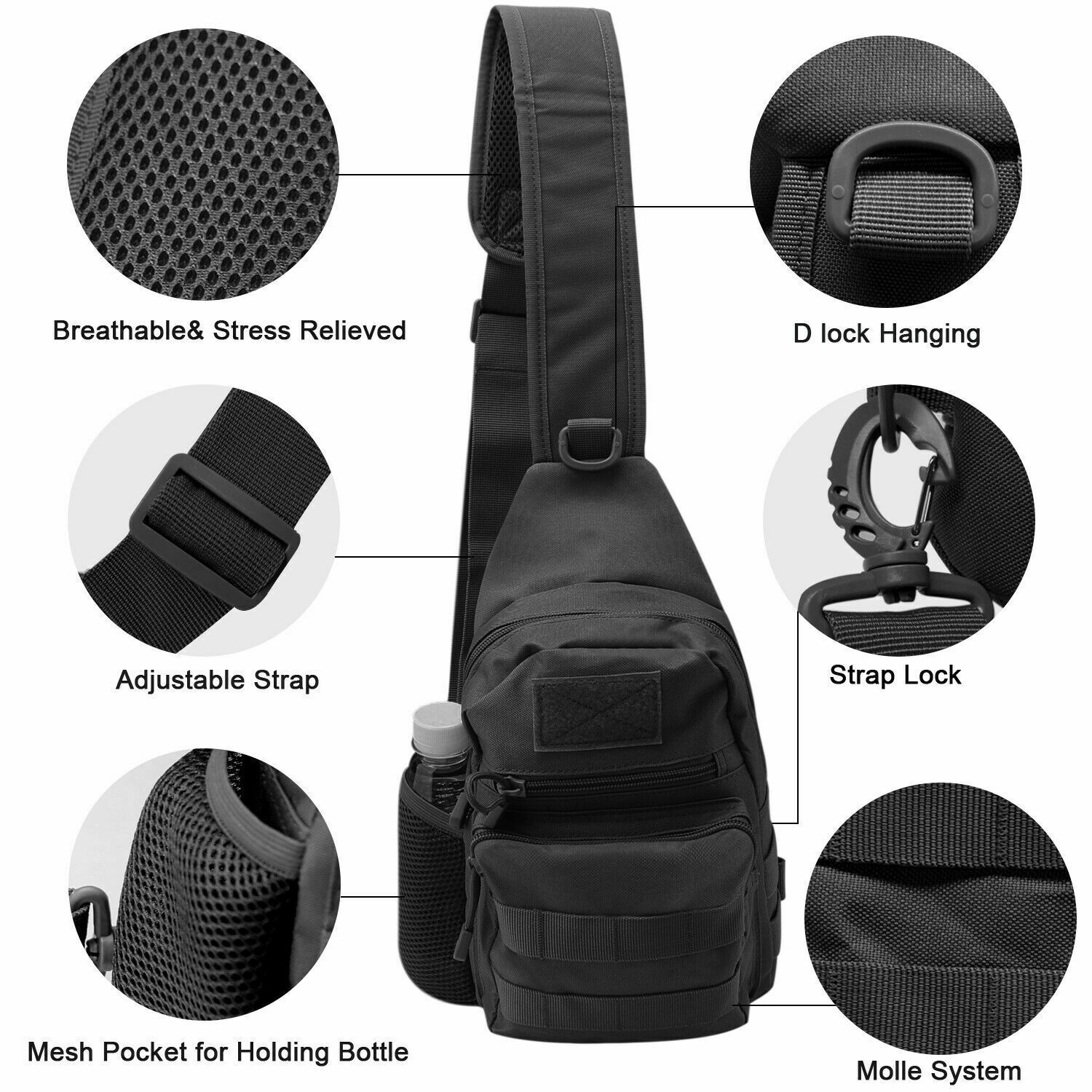 Men Tactical Chest Sling Bag One Strap Crossbody Daypack Mini Shoulder Backpack