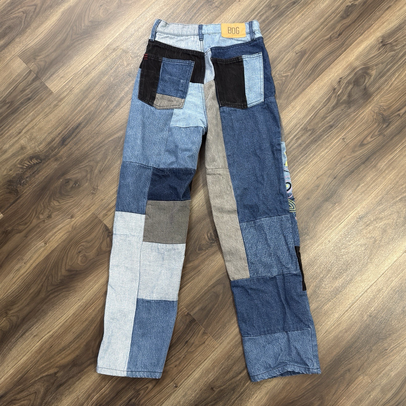 BDG High-Waisted Flare Patchwork Jeans Women’s Size 27 Blue Indigo Craft