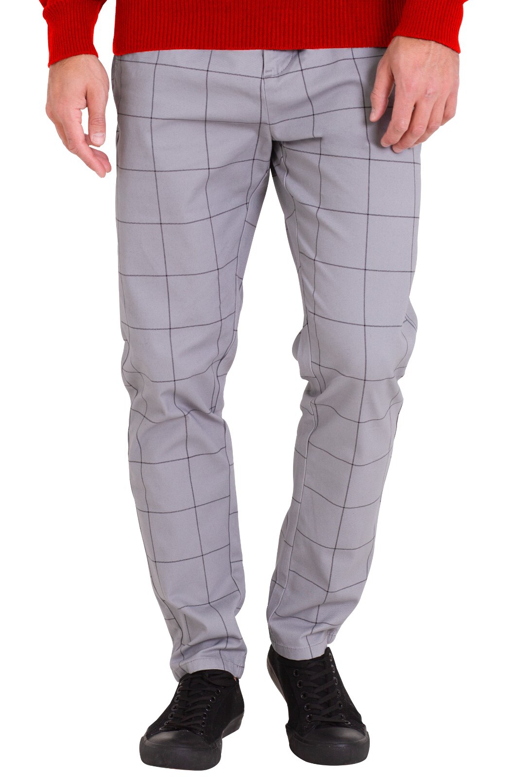 Mens Plaid Check Formal Pants Stretch Slim Fit Casual Fashion Smart Work Trouser