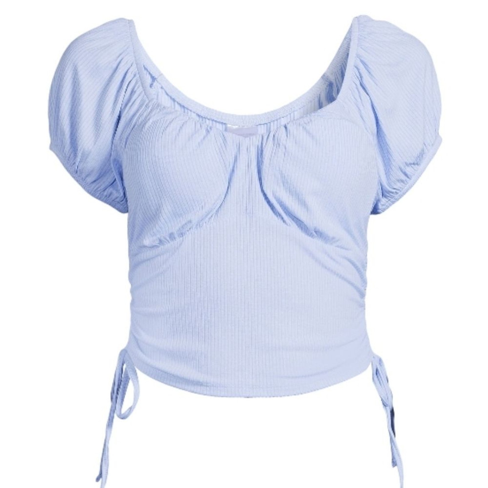 Crop Top statement puff sleeve Influencer’s dream built-in bra adjustable ruched