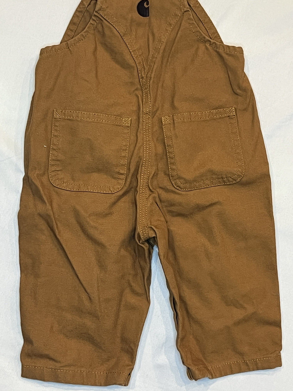 NWOT 6 Months Carhartt Rugged Flex Loose Fit Denim Overalls Bibs Brown Canvas