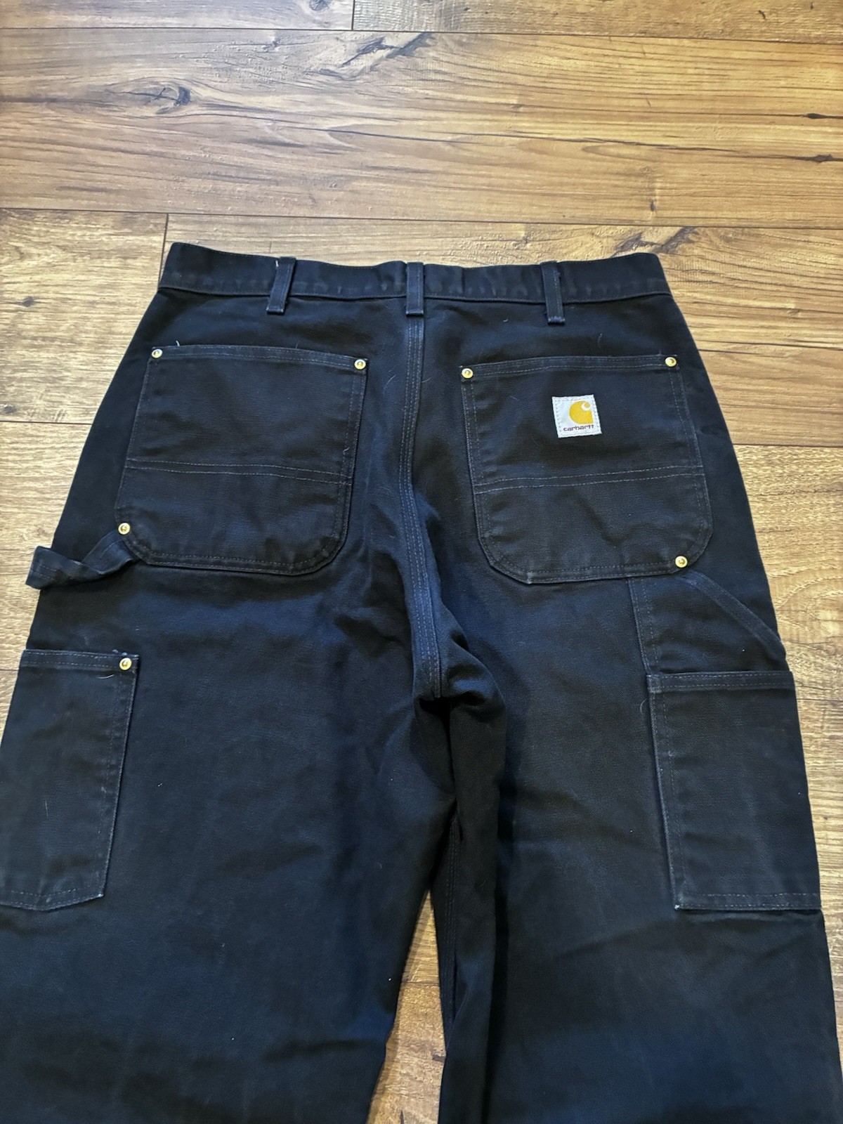 VTG Carhartt Double Knee Pants B01 BLK 33×30 Black Faded