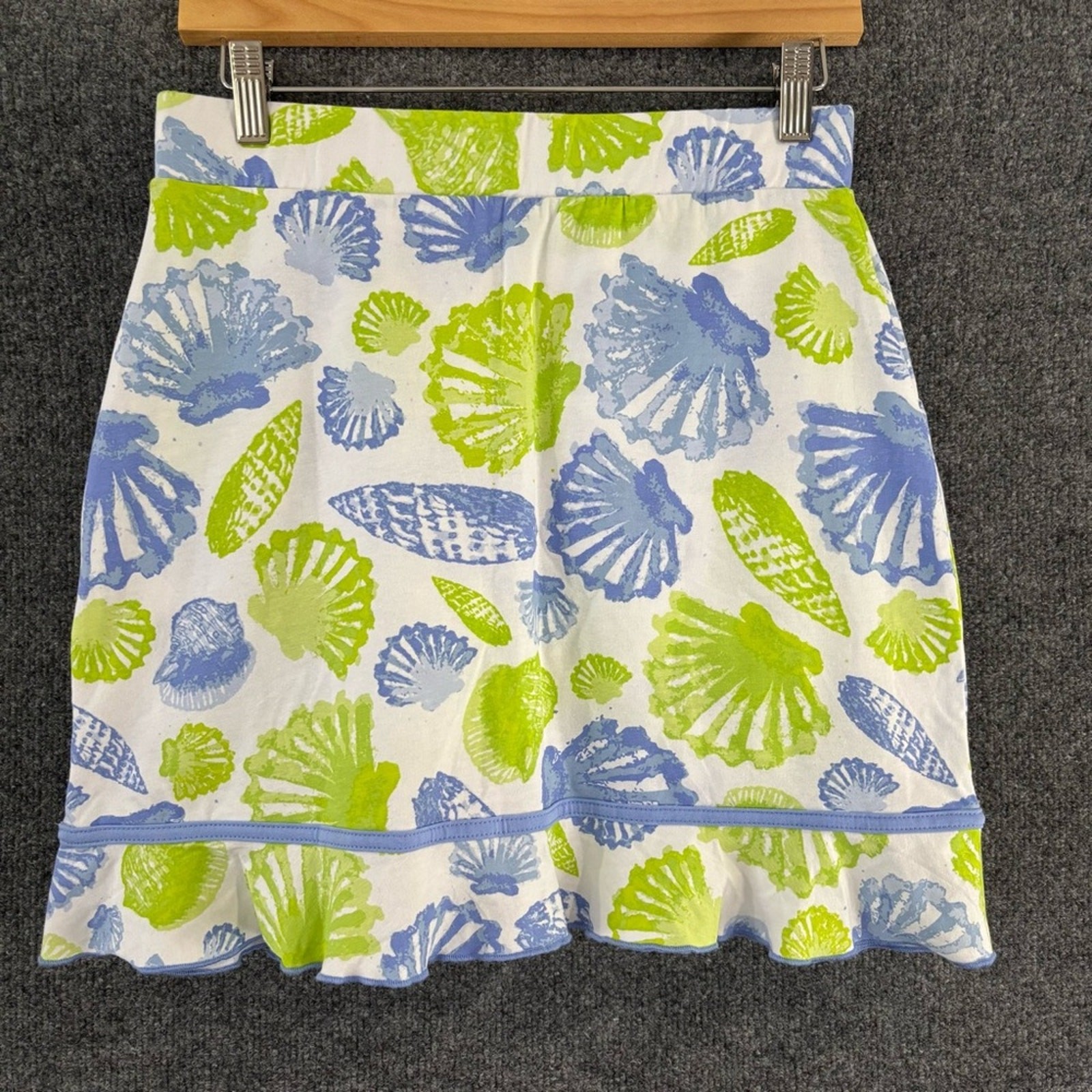 ANA CLARE Womens Seashell Skort Size Small Pockets Blue Green
