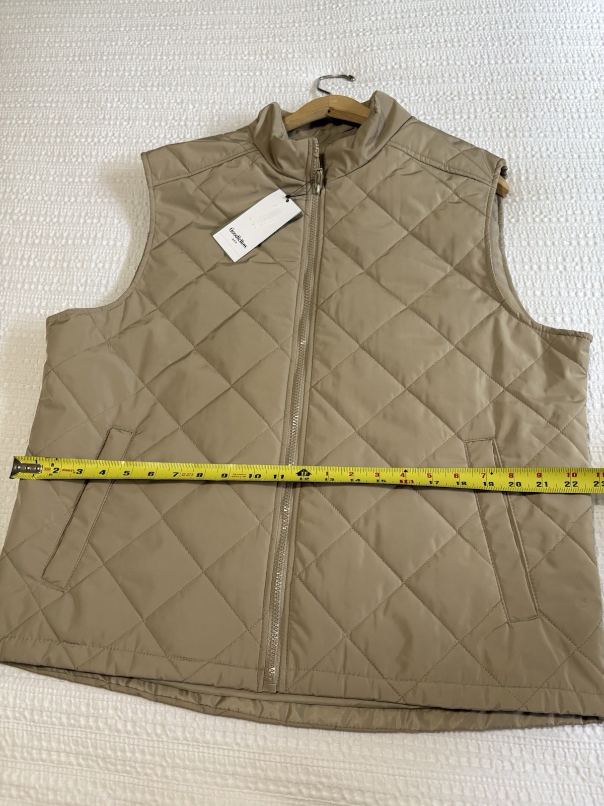 Goodfellow & Co Mens Large Quilted Puffer Vest New With Tags Tan Full Zip