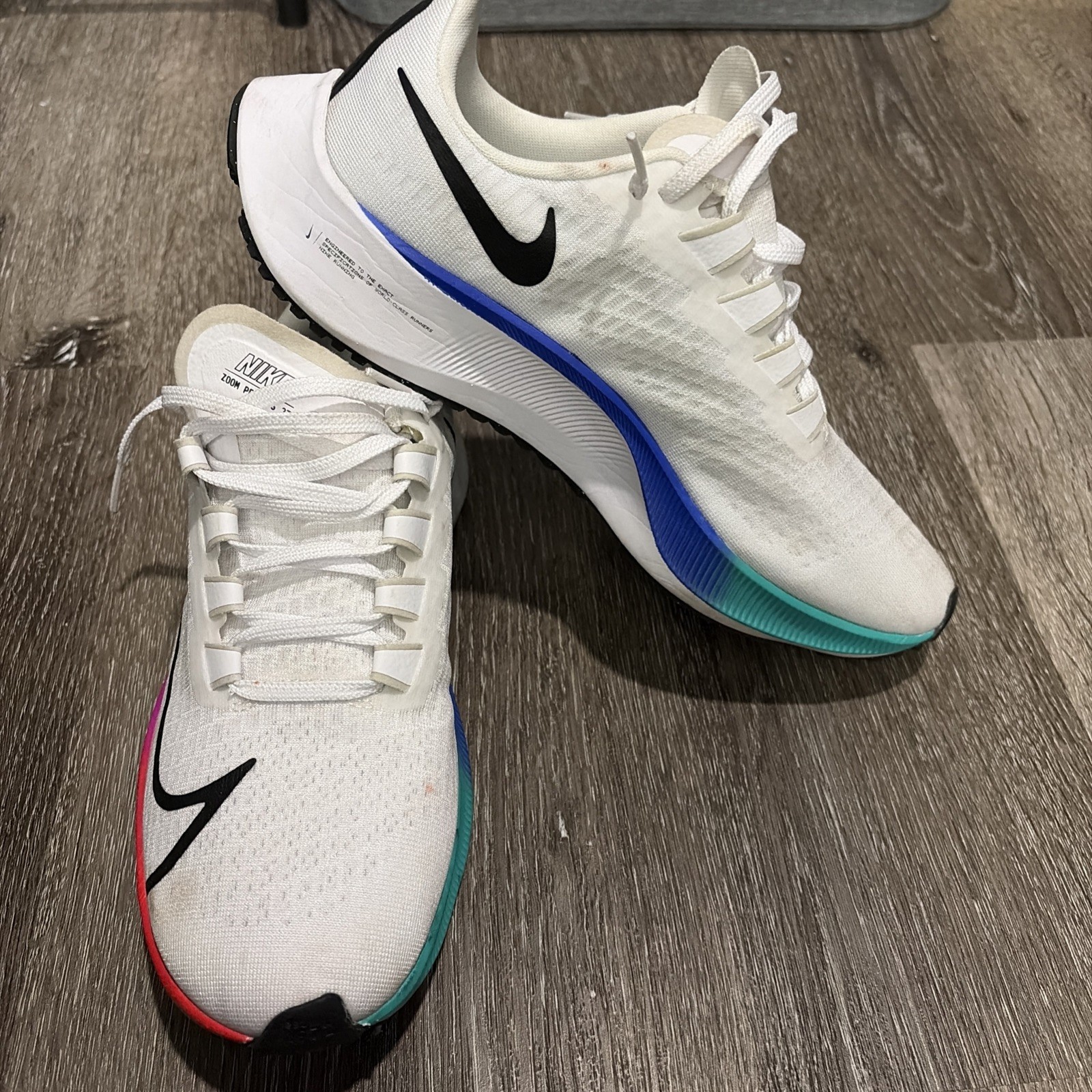 Nike Air Zoom Pegasus 37 Men Size 8 White Black Running Shoes BQ9646 103