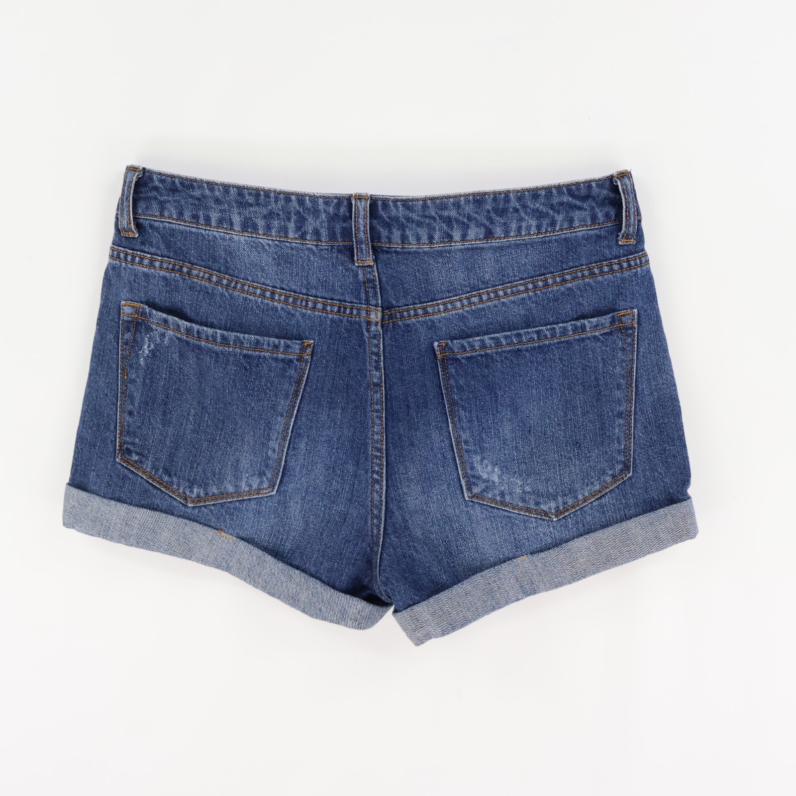 Forever 21 Jean Shorts Distressed Cuffed Button Fly Womens WAIST: 27 INCHES Blue