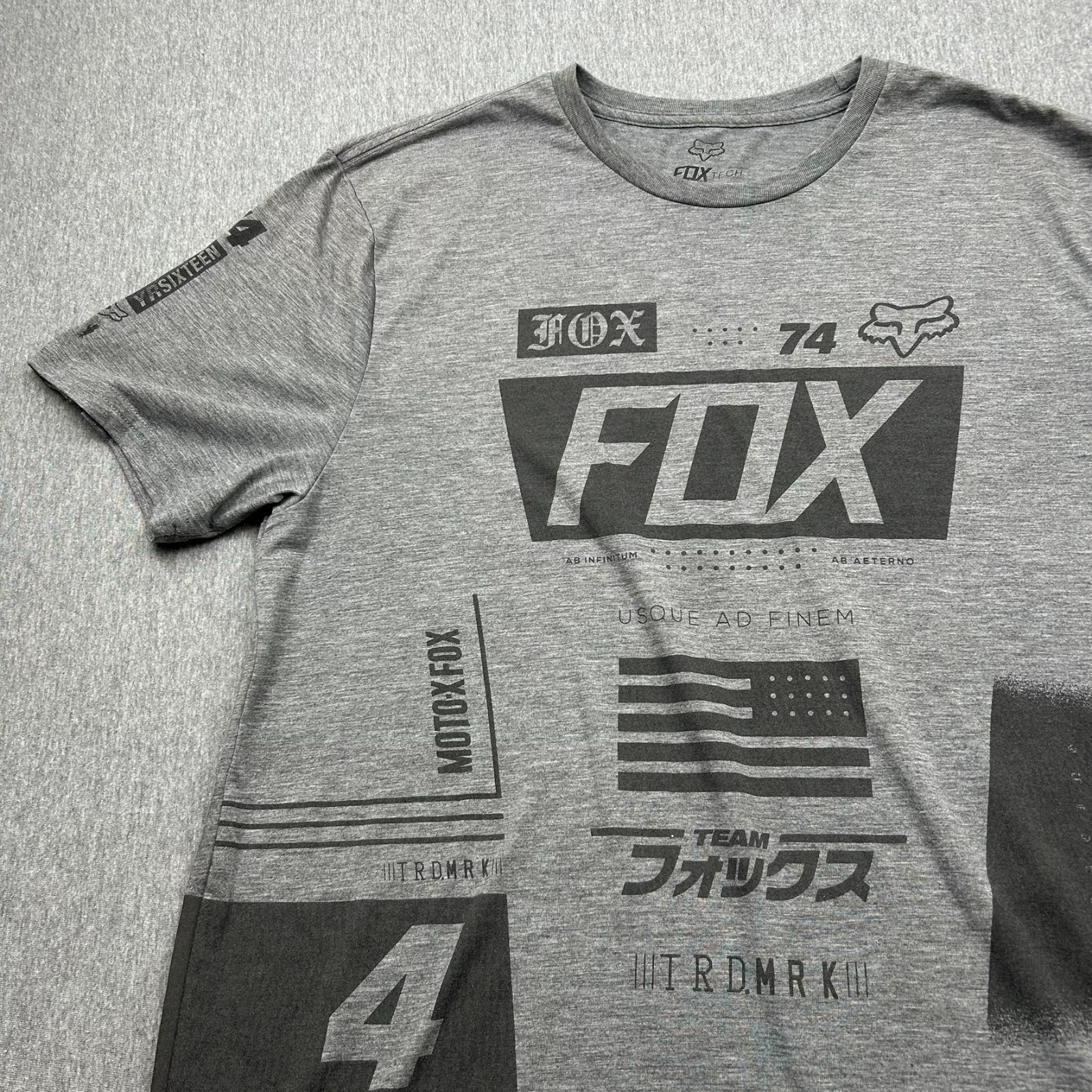 Fox Tech Racing TruDri Short Sleeve Tshirt Mens XL Premium Fit Gray Logos