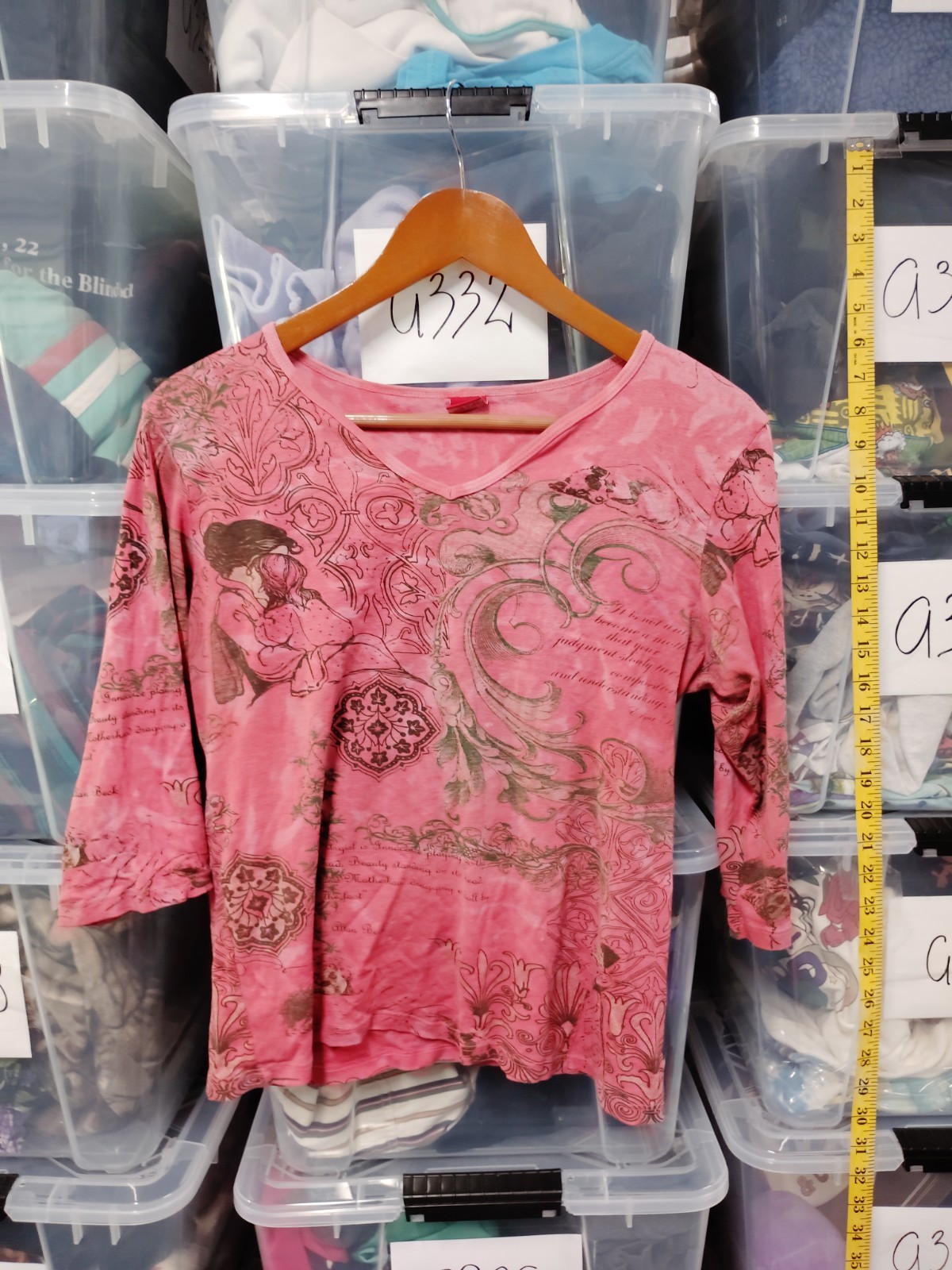 glima top Woman’s Tag L Fits Xs Cottage Art Themed Pink Longsleeve Top A53