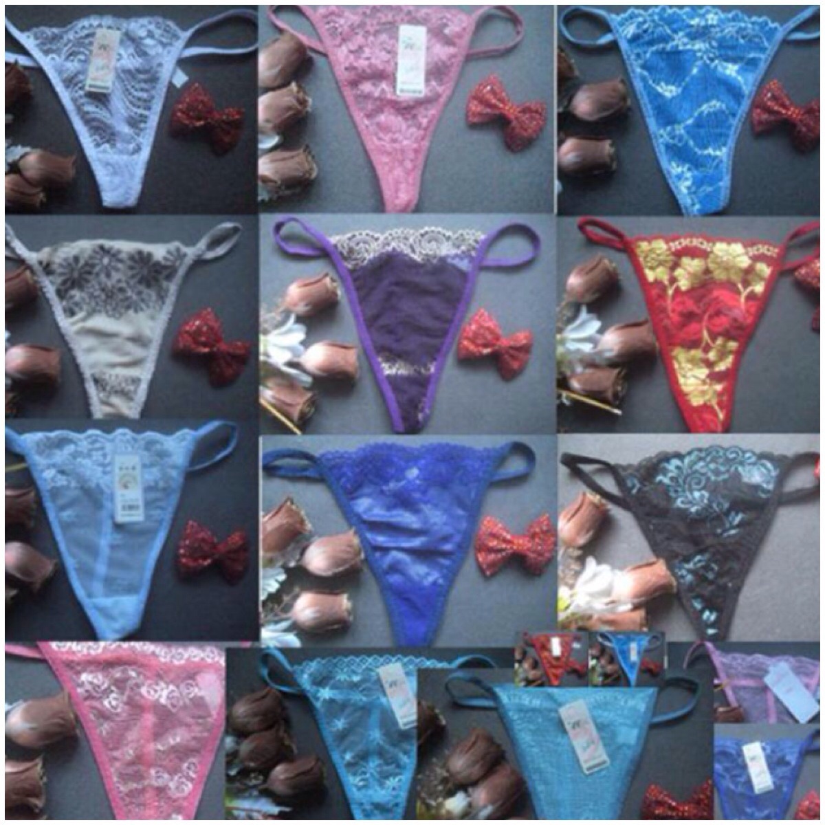 Lot of 6 Panties Thongs G-String T Back Sexy Stripper Exotic Secret Valentines