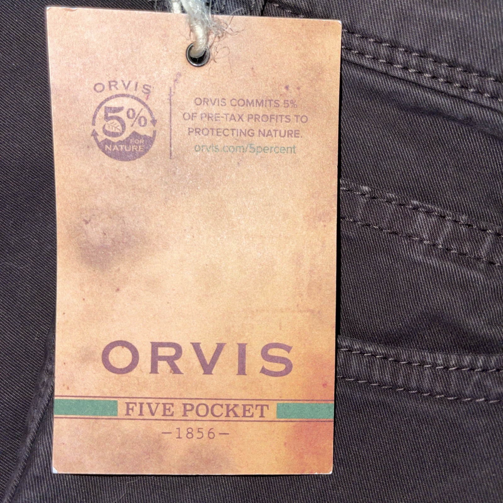 Orvis Mens 38×30 Bark/brown Five Pocket Stretch Twill Pants