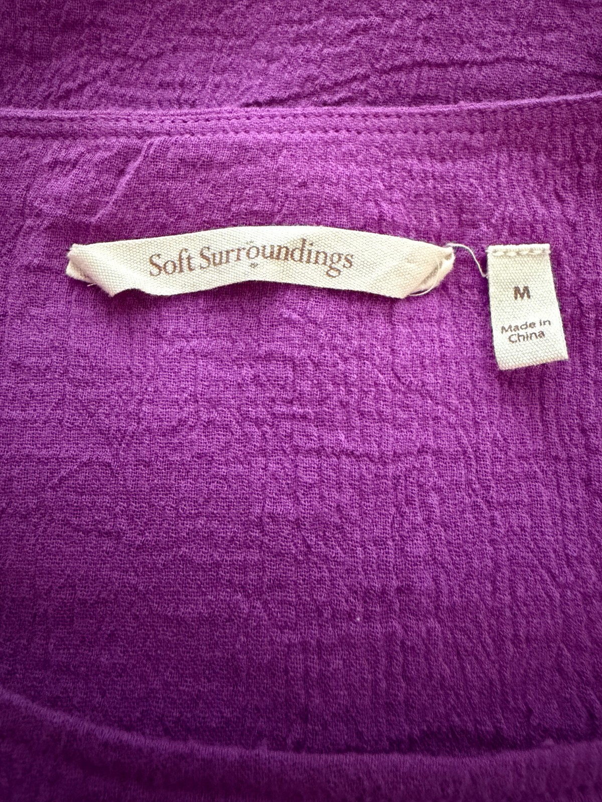 Soft Surroundings Siesta Key Tunic Purple Gauze Layered Hem Beachy Blouse Sz M