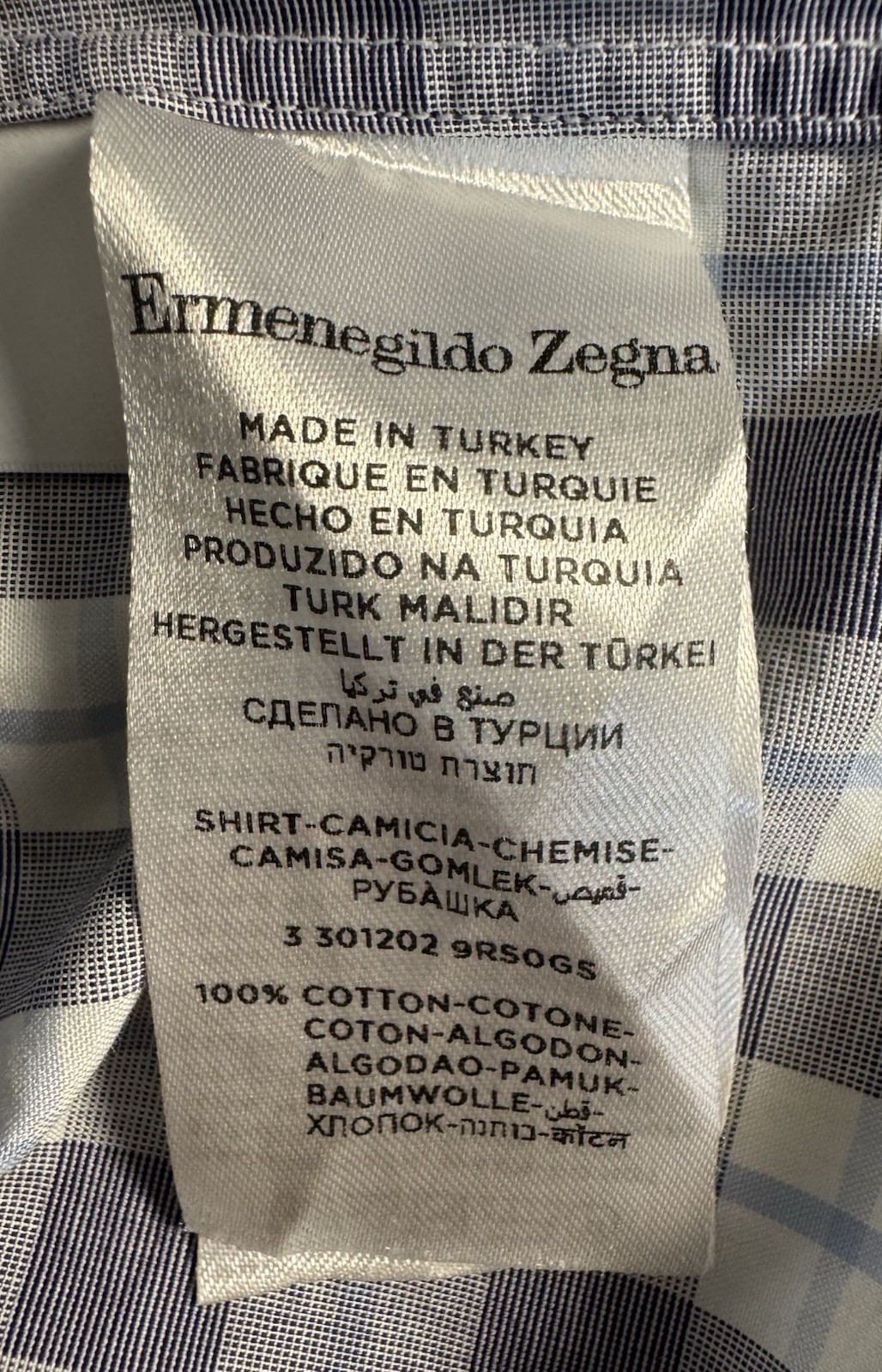 Ermenegildo Zegna Dress Shirt Mens 41 16 Regular Fit Excellent Cotton Plaid