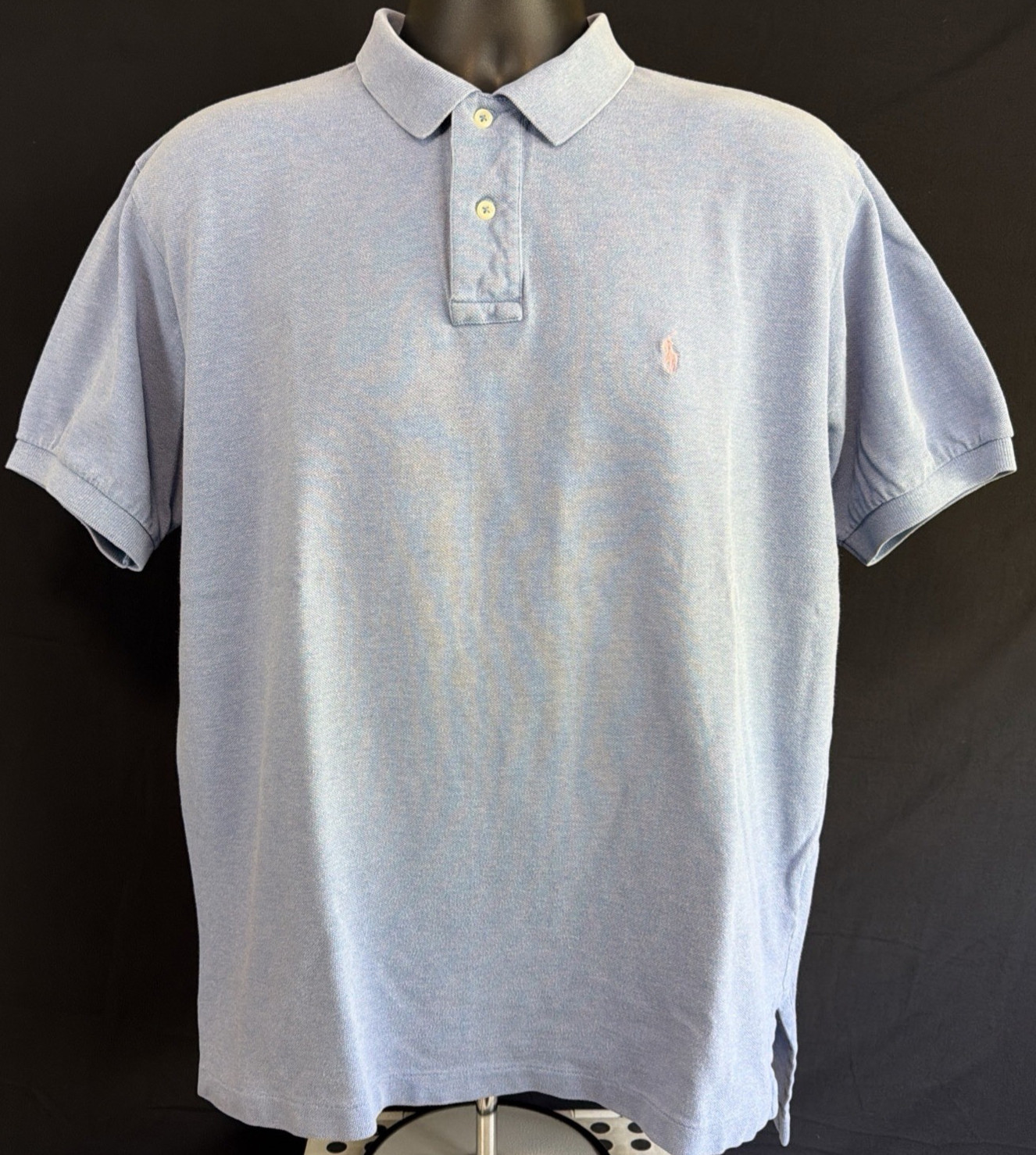 VTG 1990s Polo by Ralph Lauren Short Sleeve Blue w/Pink Pony Men’s L Sri Lanka