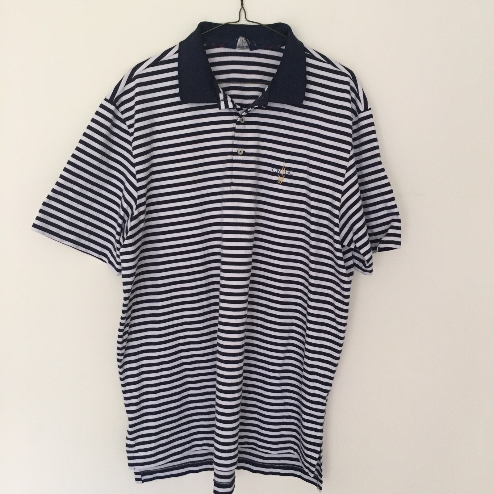 Ralph Lauren Polo Golf Performance Polo Shirt Mens XL Blue, White Sripes