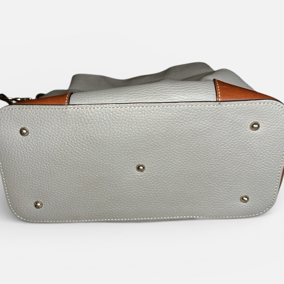 Dooney & Bourke Brenna Gray & Brown Pebble All Weather Leather Satchel Bag