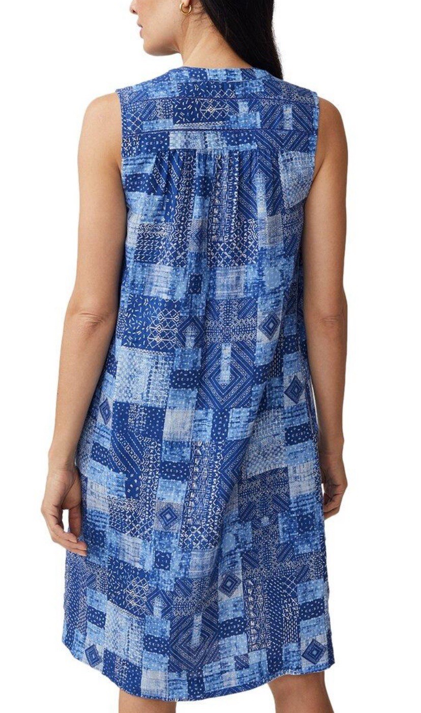 NWT J. McLaughlin NYLEE SLEEVELESS LINEN DRESS Diamond Patch Blue, LARGE $198