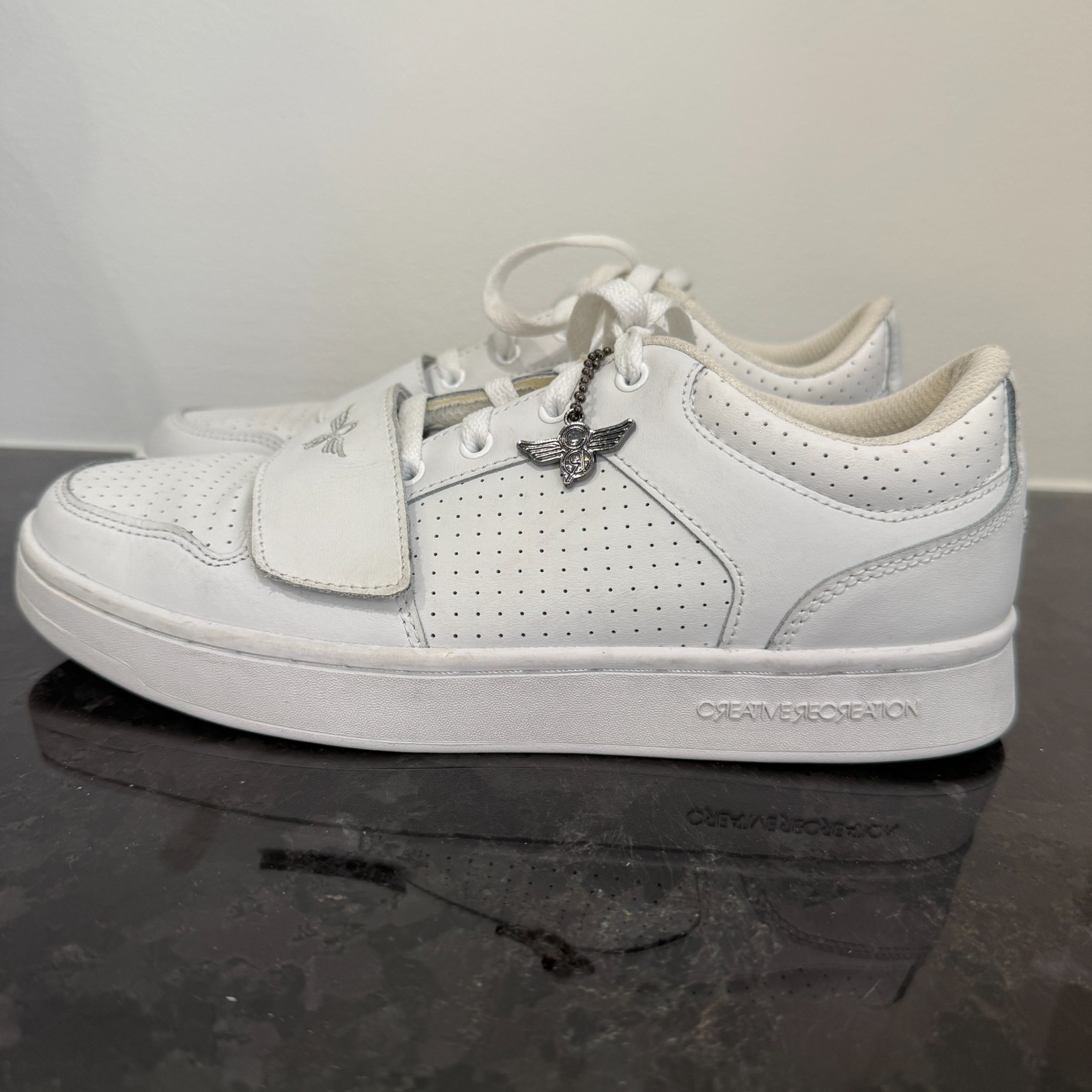 Mens 7 Creative Recreation Cesario Lo XXI White Perforated Leather Strap