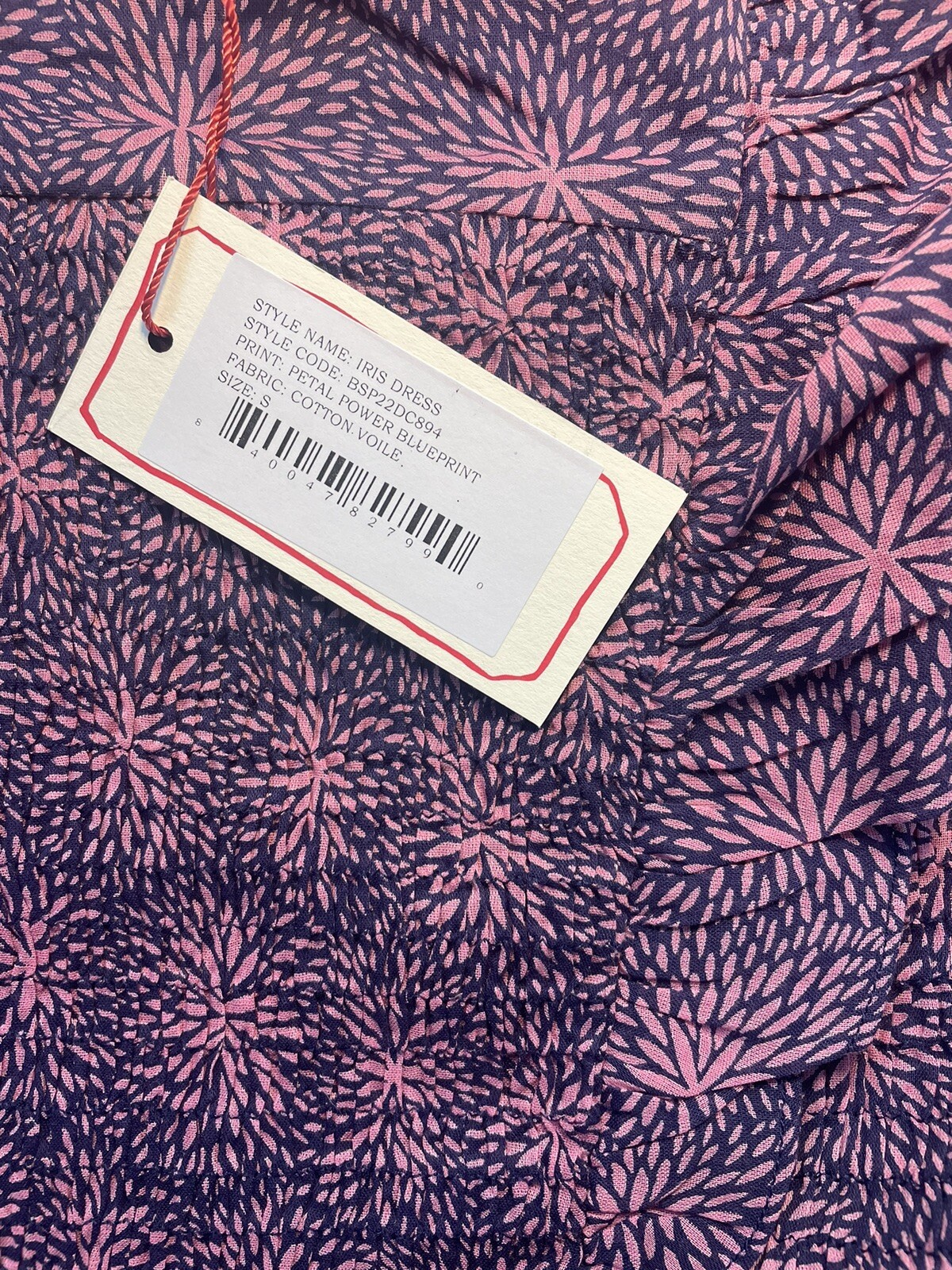 Banjanan S Small Iris Dress Petal Power Blueprint Print Cotton Voile Midi