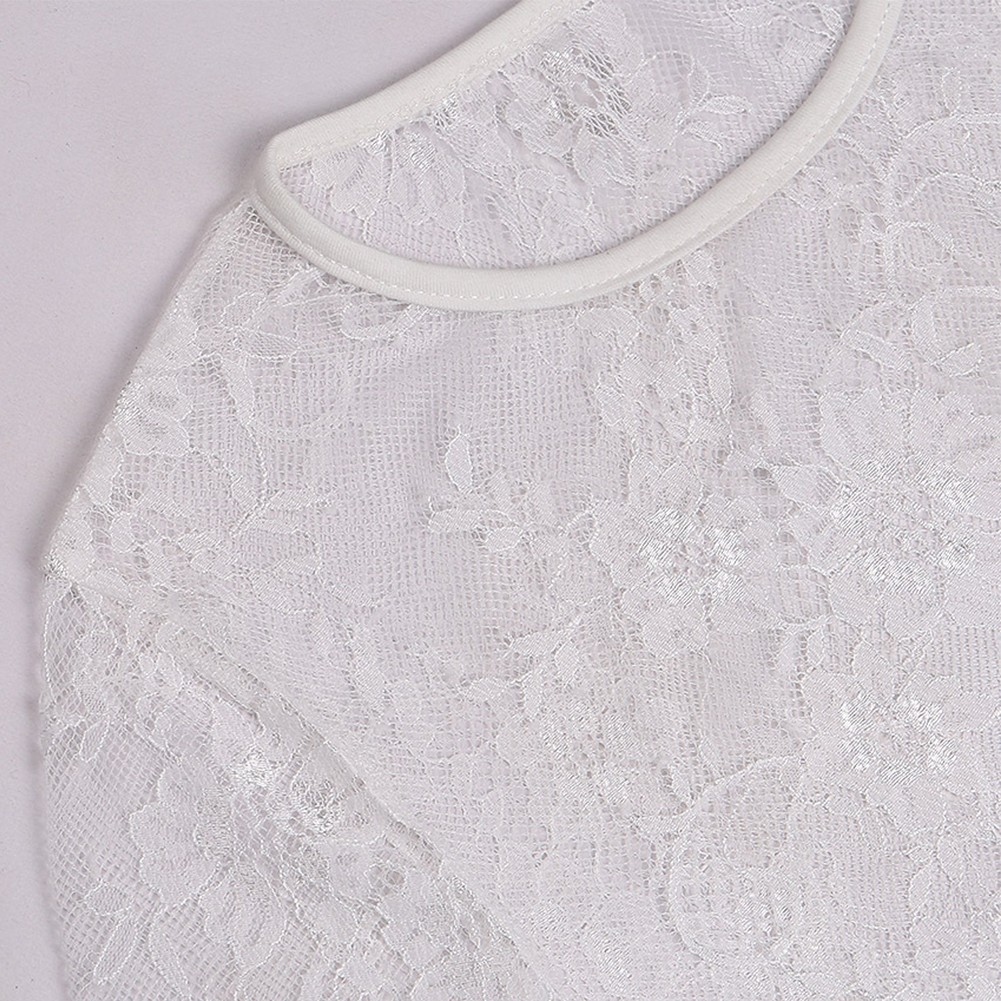 Trendy and Sexy Lace Mesh Sheer Crop Top with Long Sleeves Short Blouse