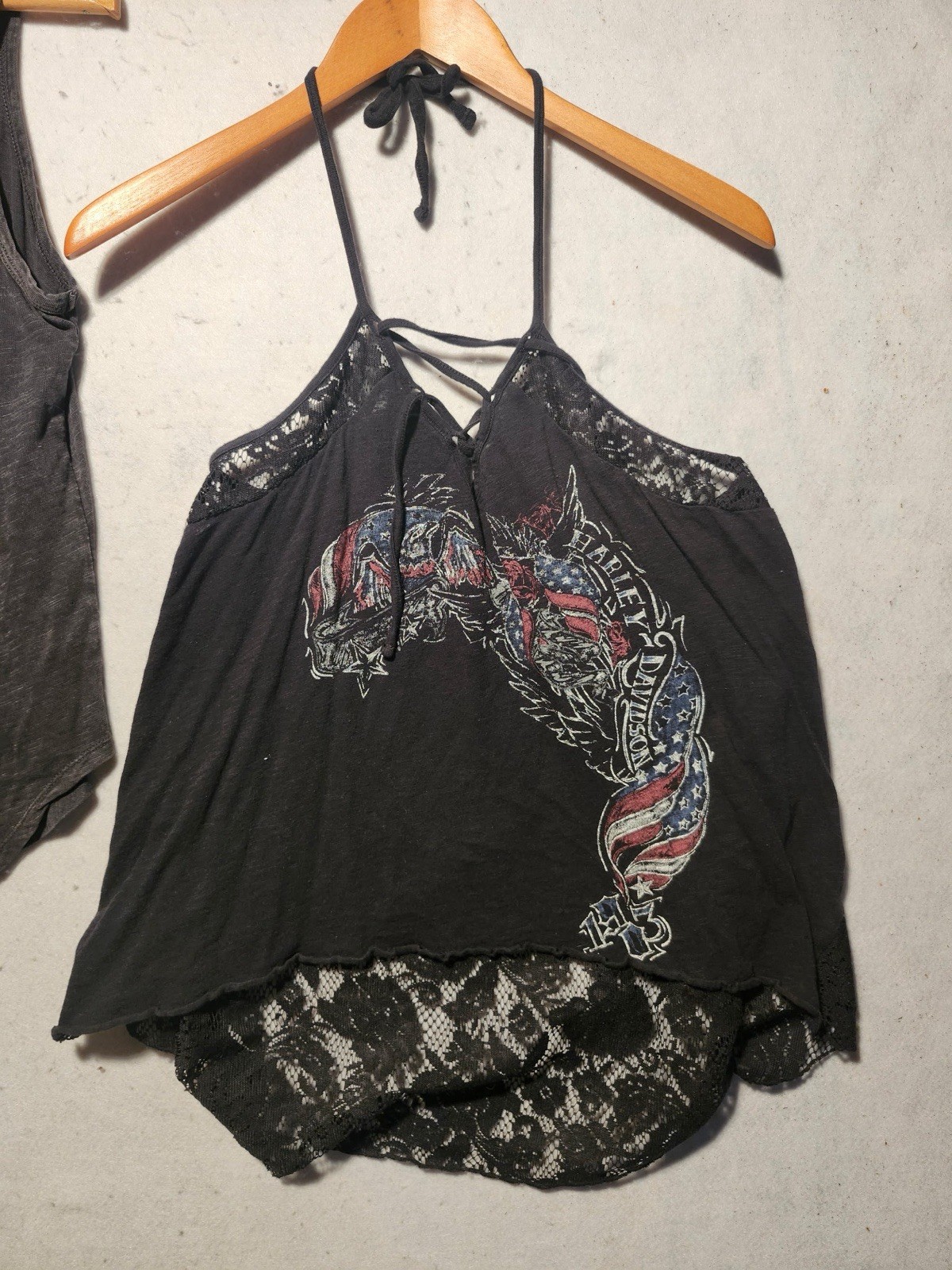 2 Harley Davidson Tank Top Shirts Size S/M Lace Black Motorcycle Moto Rock Logo