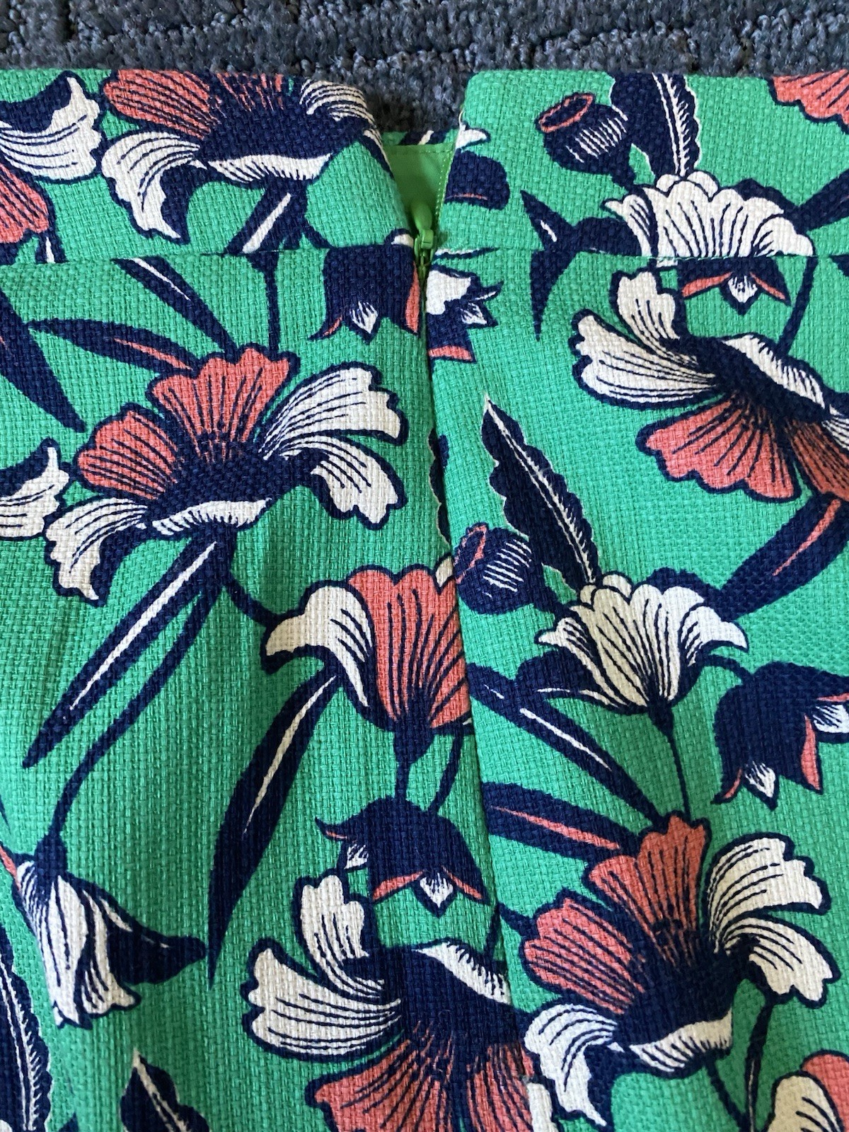J.CREW Green Multicolor Floral A-Line Short Skirt Lined Zip Twill Size 2
