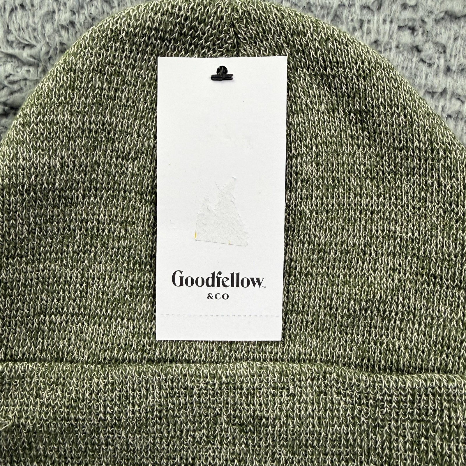 Goodfellow & Co Hat Beanie One Size Mens Green Cuffed Knit Recycled Polyester