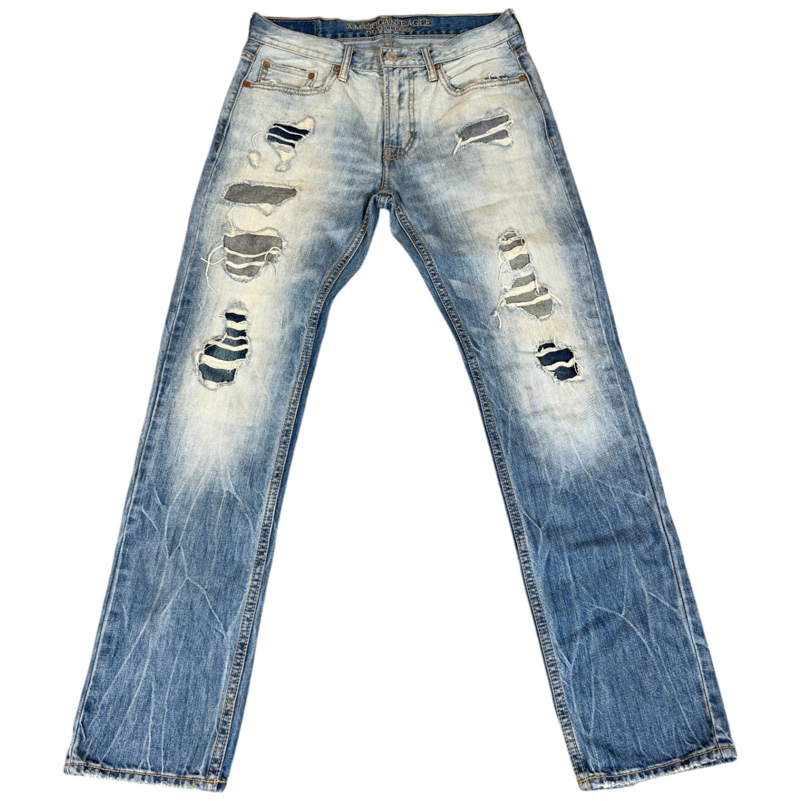 American Eagle Slim Straight Size 30×32 Jean Distressed Blue Streetwear City 90s