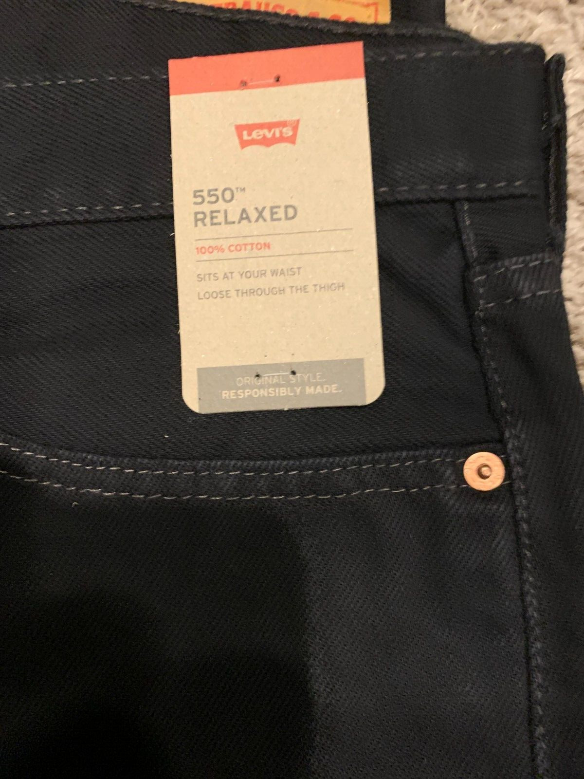 Levi’s 550 Relaxed Fit Black Jeans 100% Cotton Men’s 36X34 NWT RT$$64.50 0260 A4