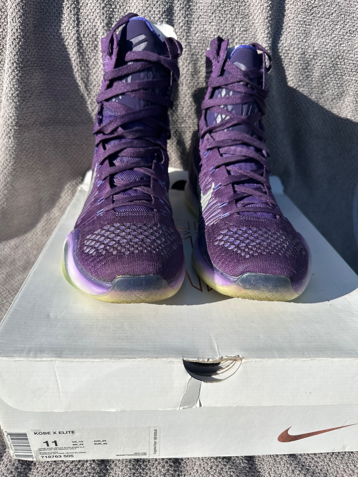 Nike Kobe 10 Elite High Team Men Size 11 Purple 718763 505