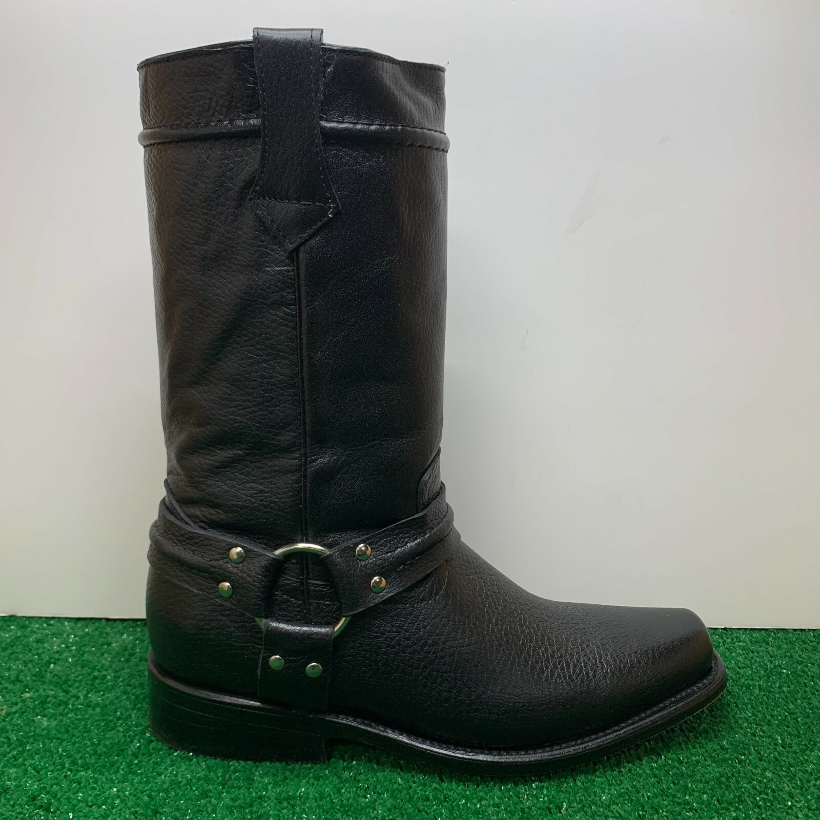 Mens Motorcycle Biker Boots Leather Western Cowboy Harness Rock Riding Moto
