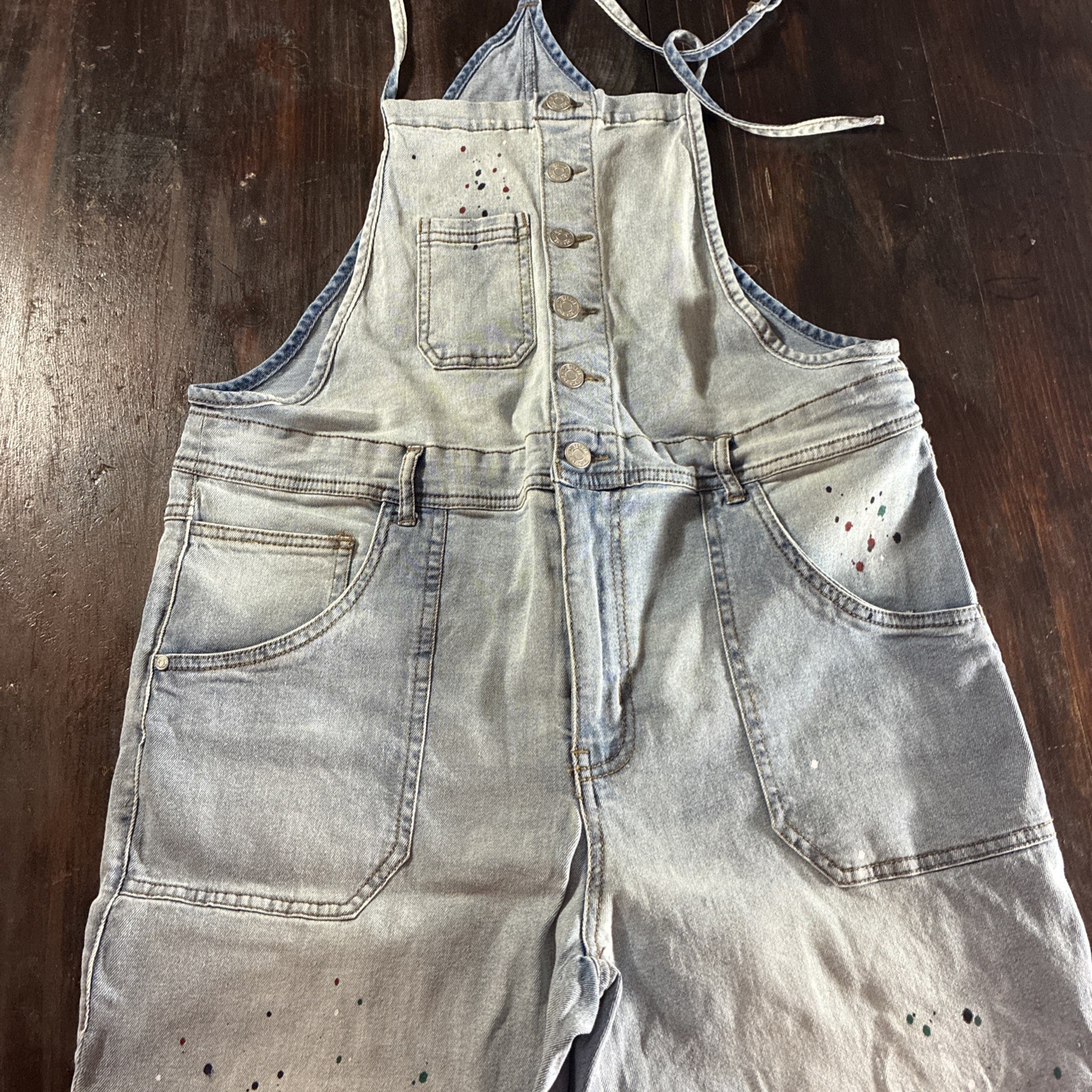Women’s Cato New With Tag Denim Overalls – Size 12 Paint Spatter Design