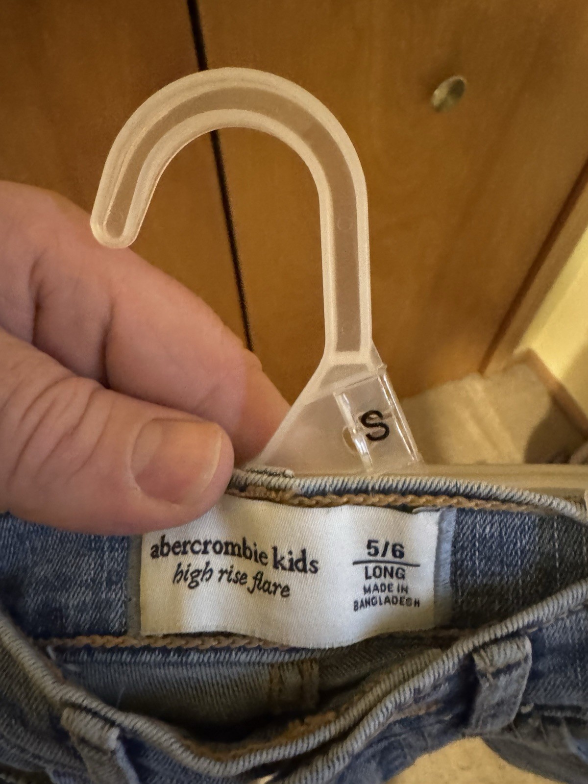 Abercrombie Kids Girls High Rise Flare Blue Denim Jeans 5/6 Long Button Zip