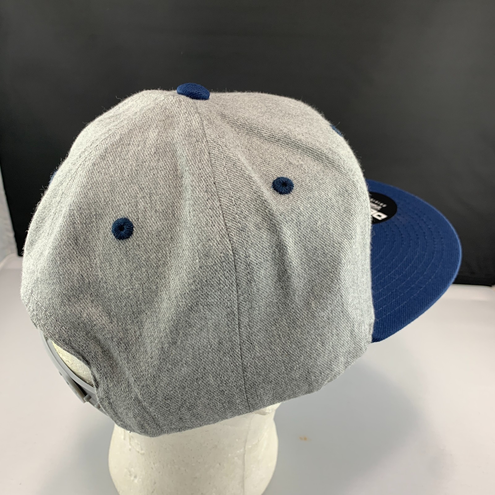 New Decky 6020 Snapback Hat Blank Flat Bill High Profile Cap Heather Gray Navy