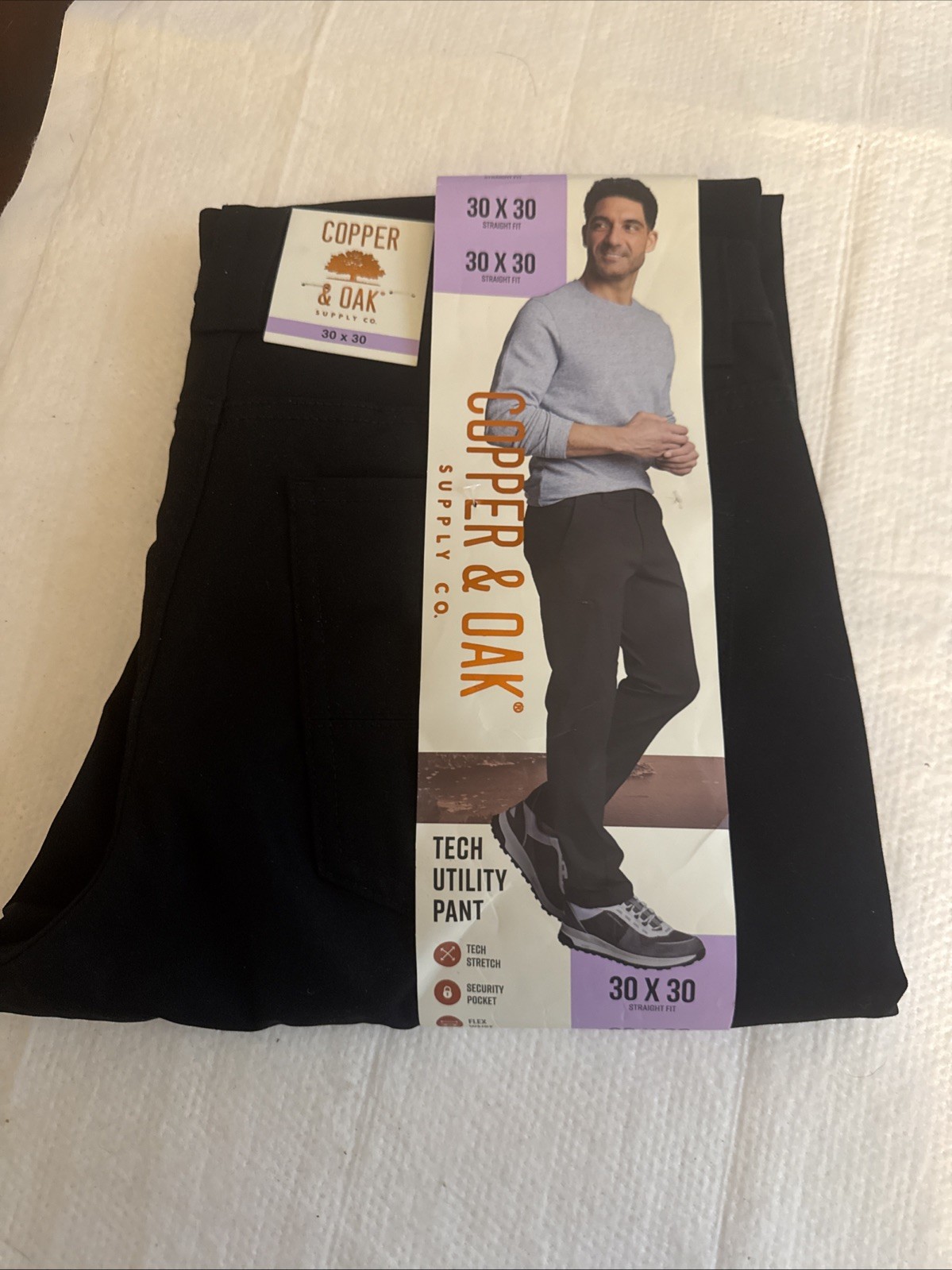Copper and Oak Supply Co Utility Pants Men 30×30 Black Straight Fit Tech Stretch