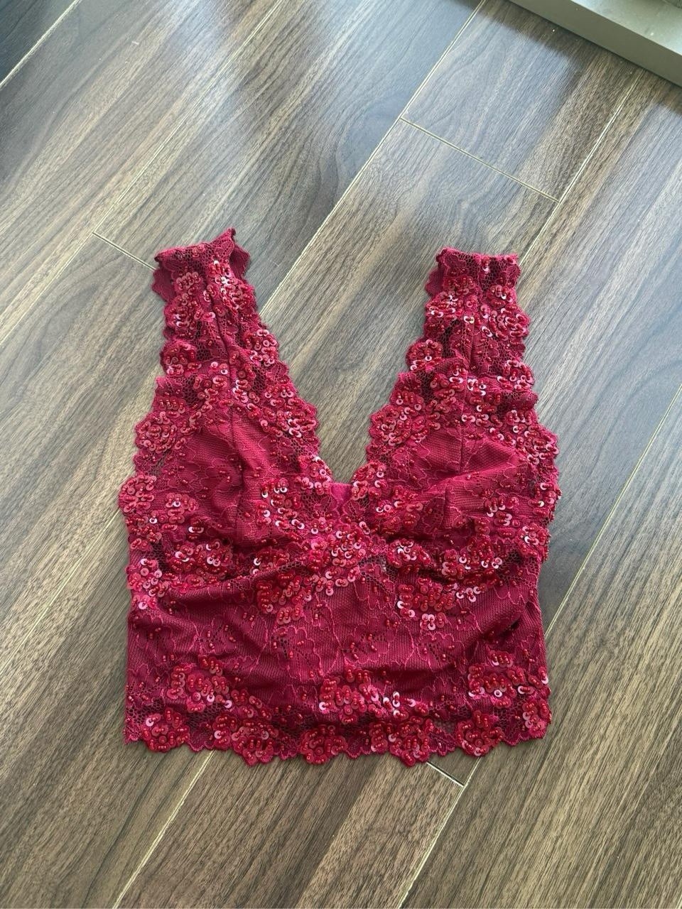 Bebe red sequin Top