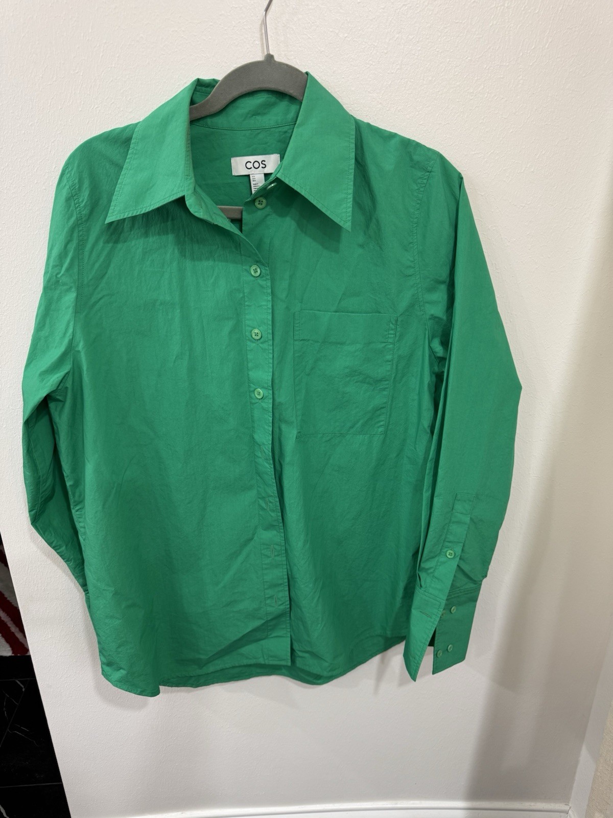 COS Emerald Green Poplin Shirt | Scandinavian Minimalist Quiet Luxury Size 6