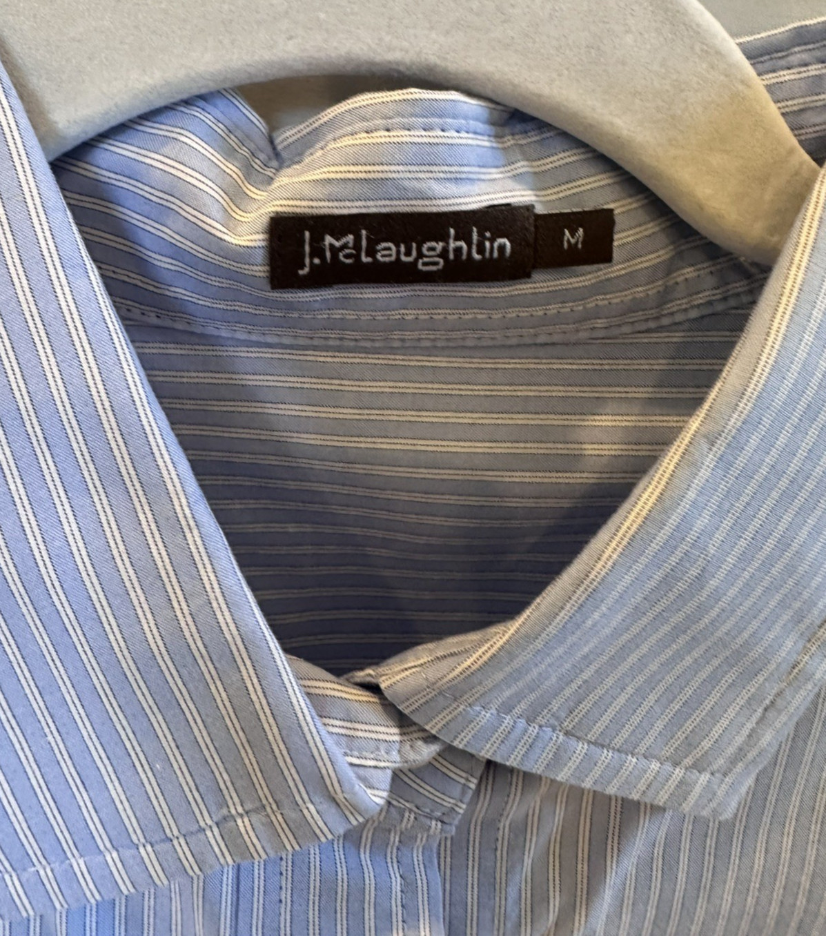 JMcLaughlin Blue w White Stripes Button Down Medium