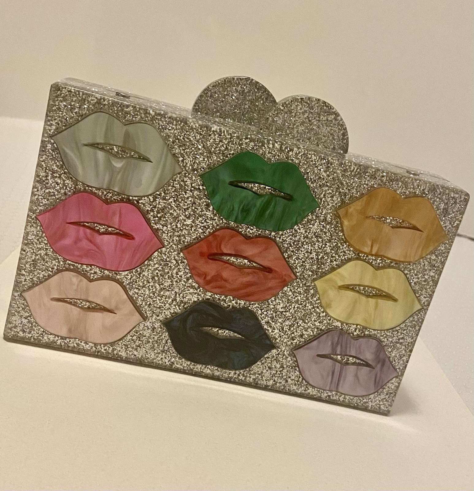 Elizabeth Sutton Collection Glitter Acrylic Lips Clutch