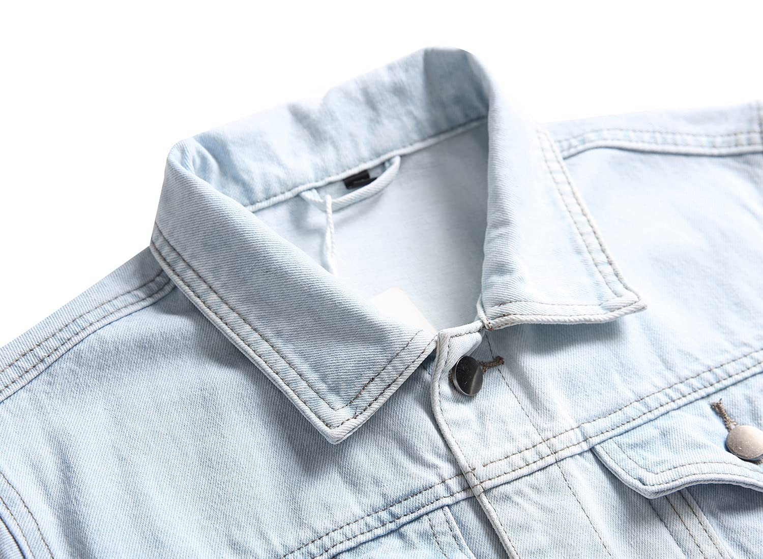 Men’s Distressed Ripped Slim Fit Denim Jacket Casual Button Up Trucker Jean Coat