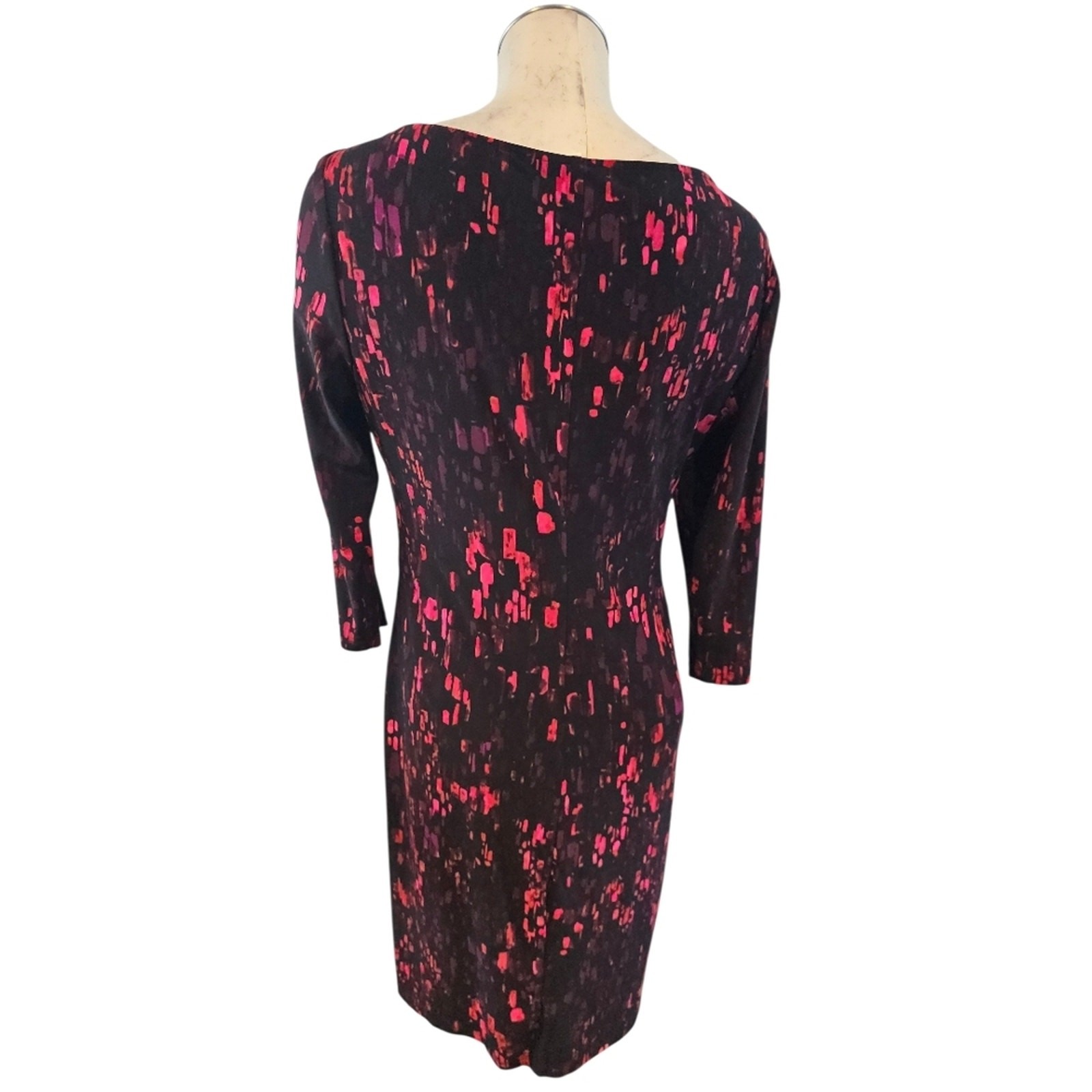 Chaps By Ralph Lauren Size L Sheath Dress Red Black Pink