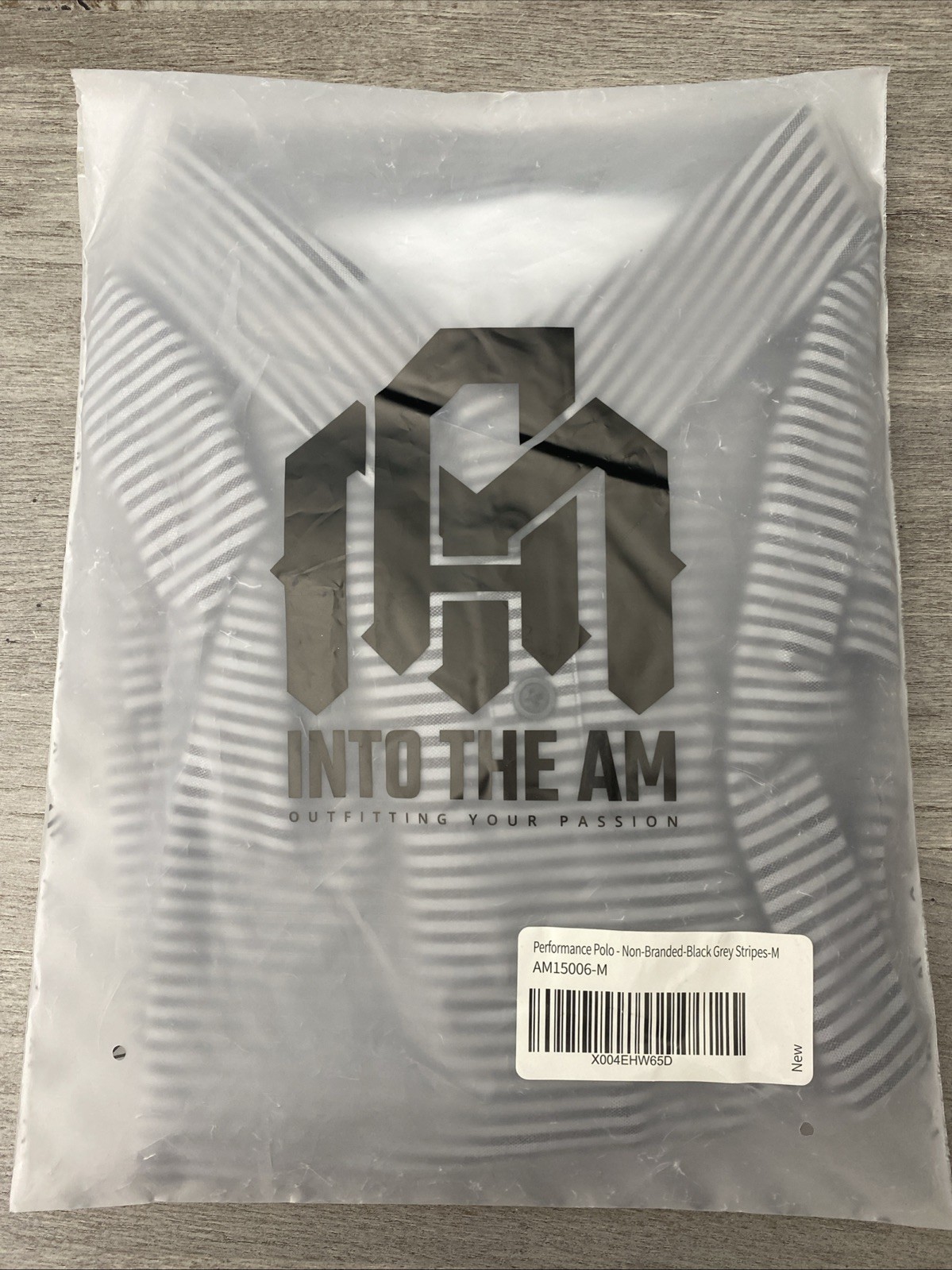 Into the Am performance polo Shirt Sriped Gray Black Golf Mens Size Medium