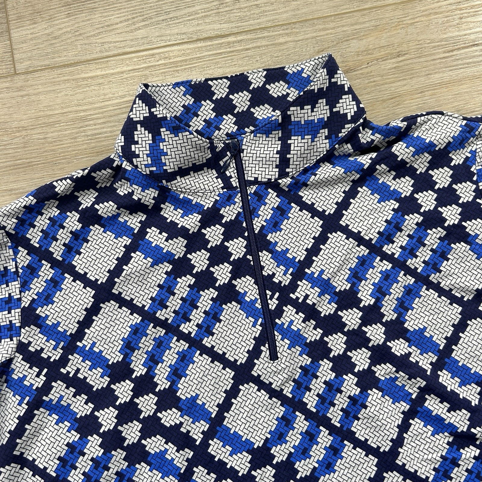 NWT IBKUL Womens XL Blue 1/4 Zip Mock Neck Sonika Golf Performance L/S