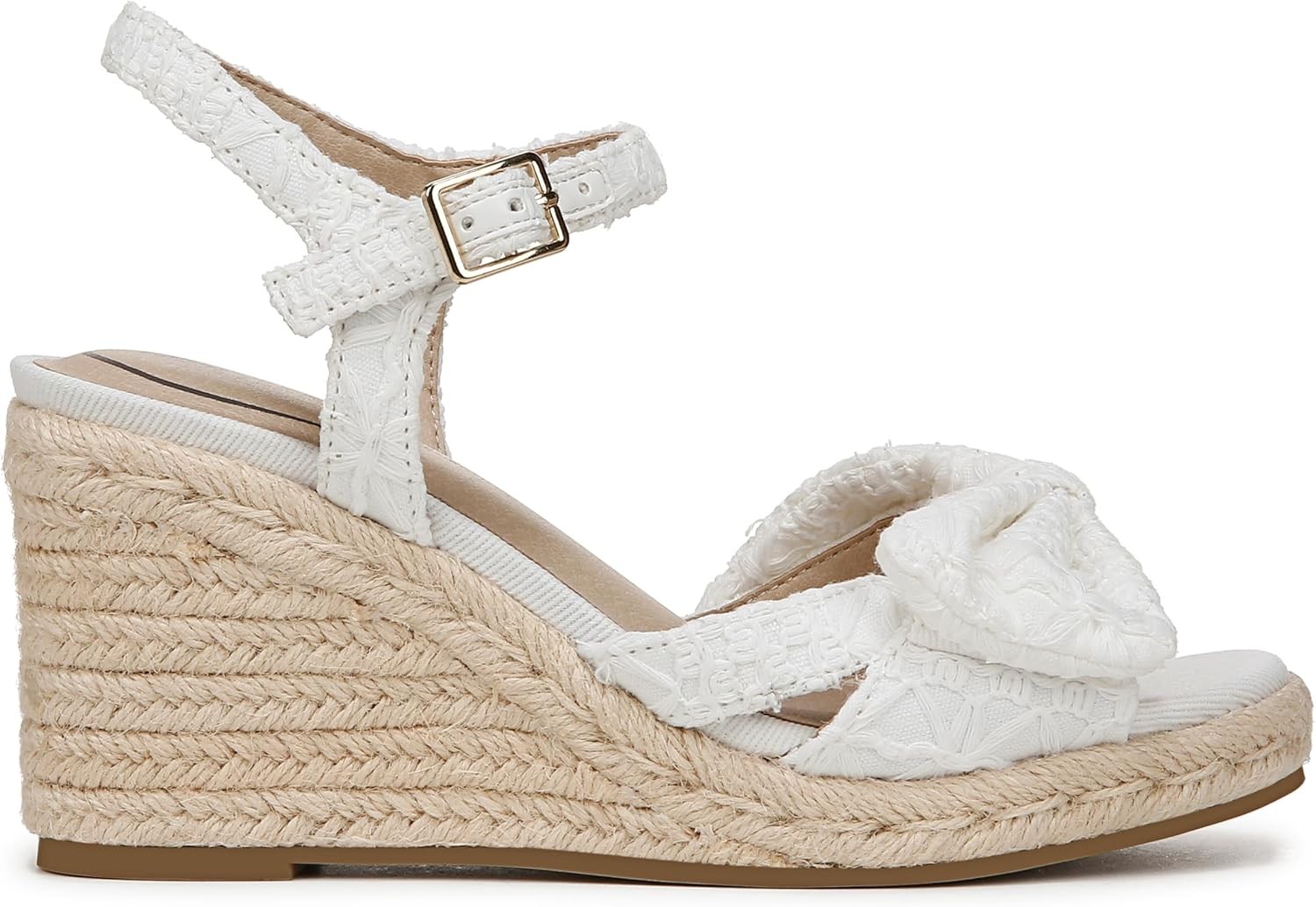 LifeStride Women’s White Fabric Tahlia Wedge Dress Sandals NW/OB 9.5W