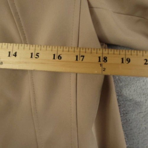 Gallery Jacket Womens M Softshell Beige Full Zip Snap Hooded Lined Stretch New