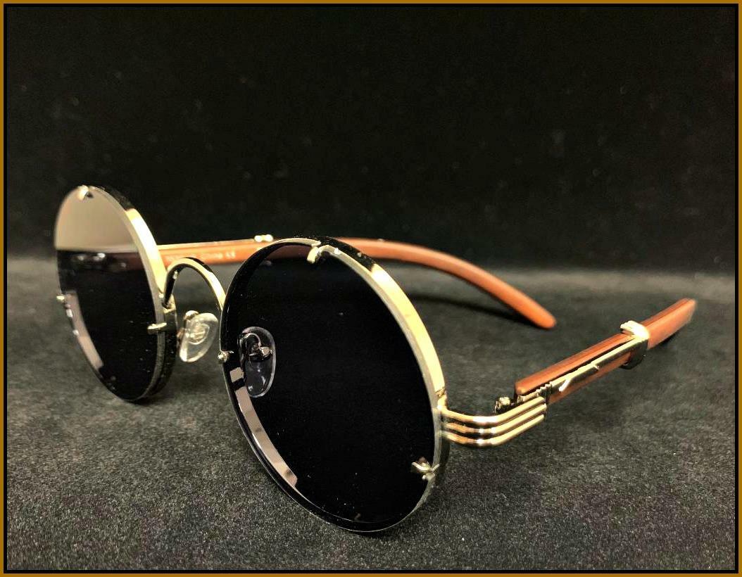 Mens Classy Elegant Exotic Sophisticated Retro Style SUNGLASSES Round Frame Lens
