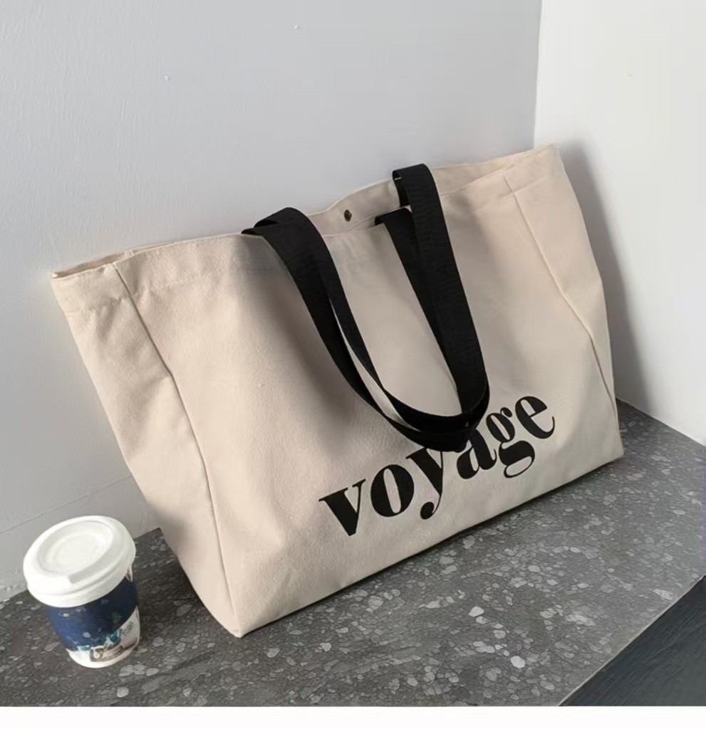 Cross-border Large-capacity Canvas Bag Womens Minimalist Single-shoulder Bag